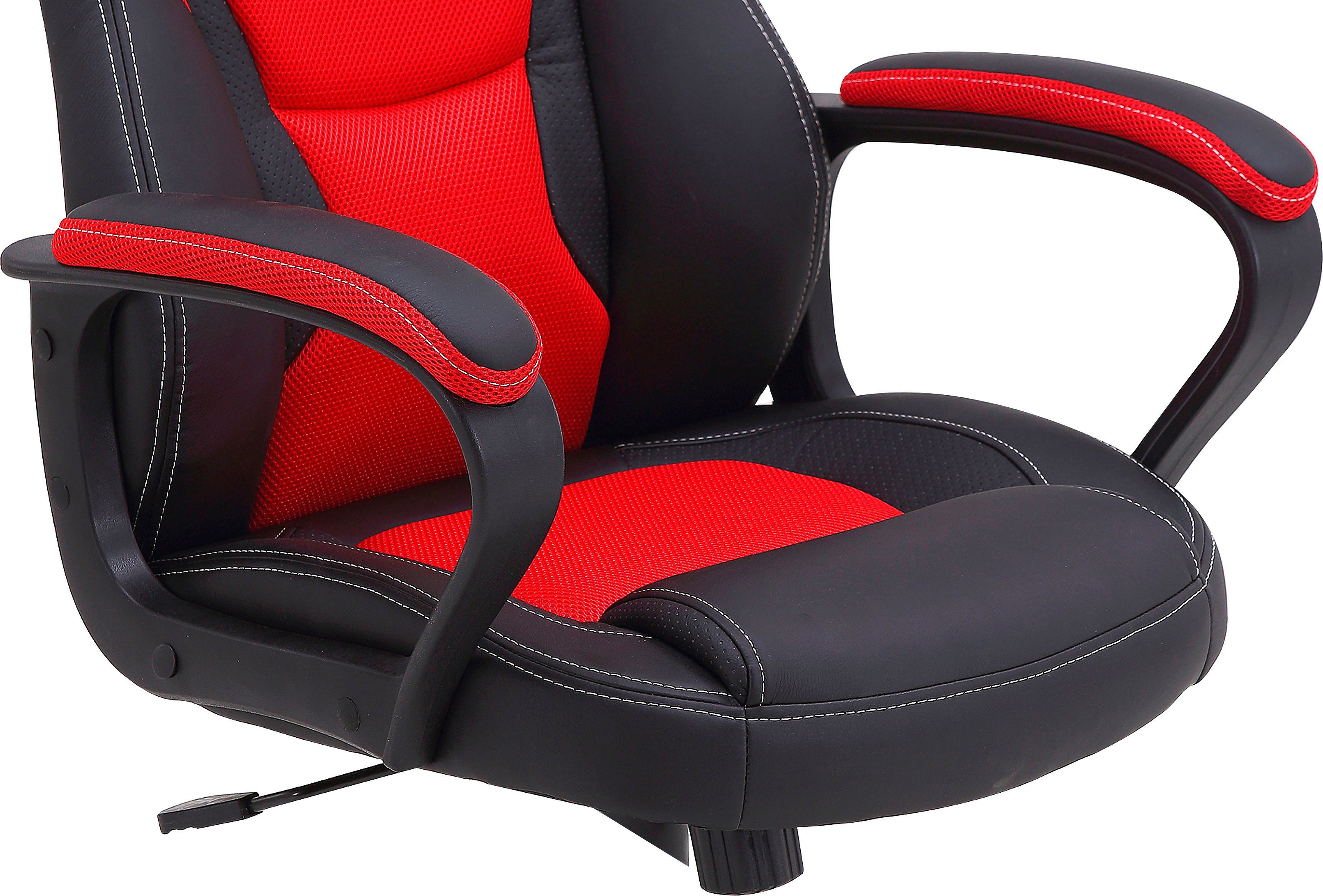byLIVING Gaming-Stuhl Matteo, schwarz schwarz rot / rot Schreibtischstuhl Wippmechanik / mit verstellbarer 
