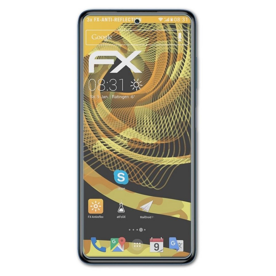atFoliX Schutzfolie für Xiaomi Poco X3 Pro, (3 Folien), Entspiegelnd und  stoßdämpfend