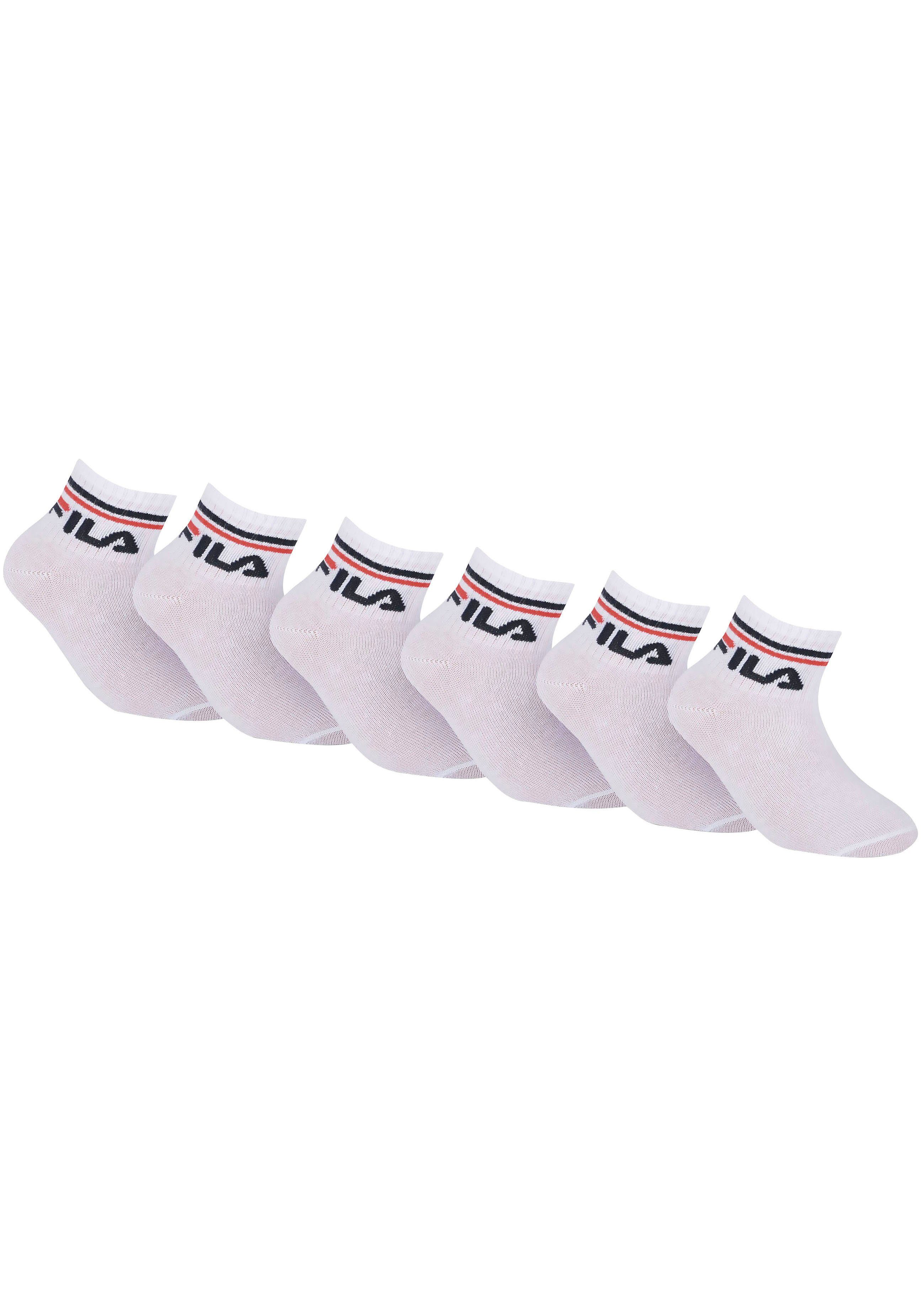 Fila Kurzsocken JUNIOR UNISEX QUARTER PLAIN SOCKS (6-Paar) mit eingestricktem Logo im Bündchen, Kindersocken