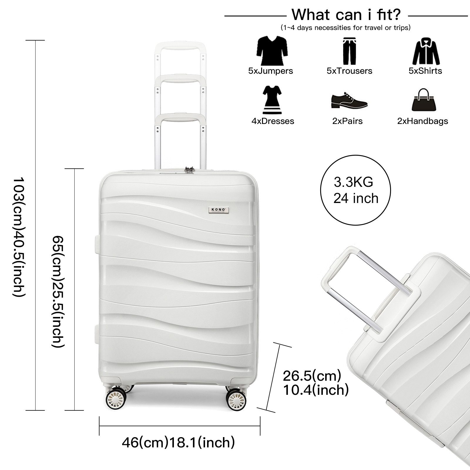 KONO Handgepäck-Trolley Leicht Hartschalenkoffer Reisekoffer mit günstig online kaufen