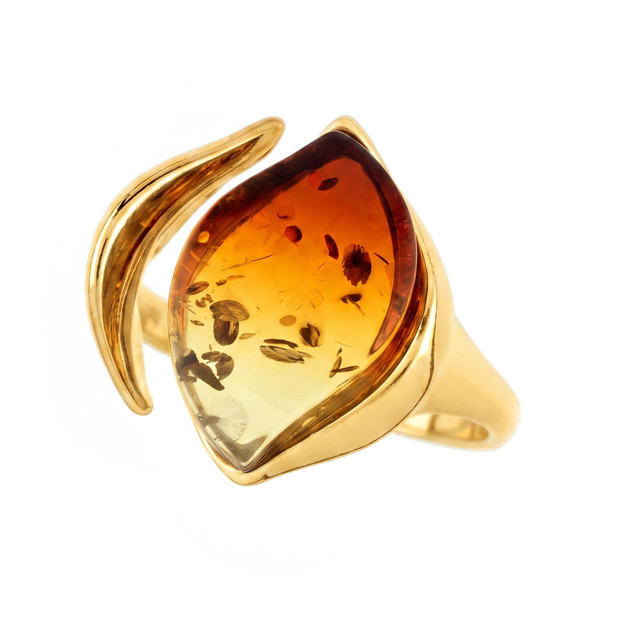 Cavill Solitärring Cavill Sterling Silber Ring 1,65 ct Bernstein Vergoldet Orange (1-tlg)
