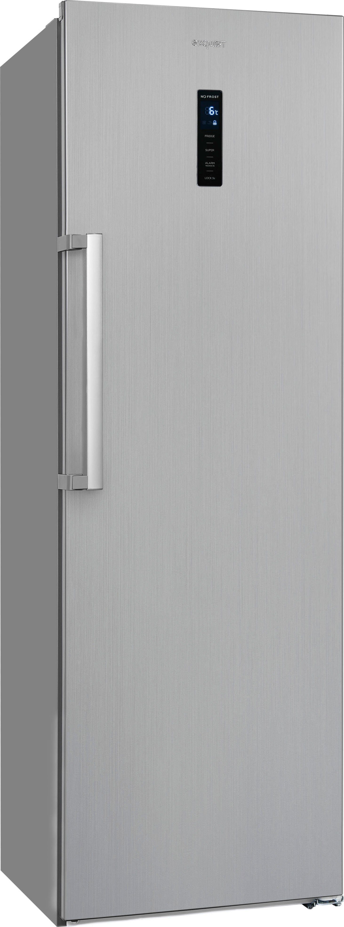 exquisit Vollraumkühlschrank KS360-V-HE-040D, hoch, 185 Edelstahl breit 60 cm cm