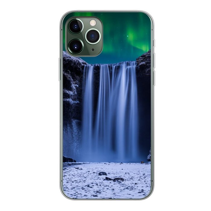 MuchoWow Handyhülle Nordlichter - Wasserfall - Schnee - Island Handyhülle Apple iPhone 11 Pro Smartphone-Bumper Print Handy