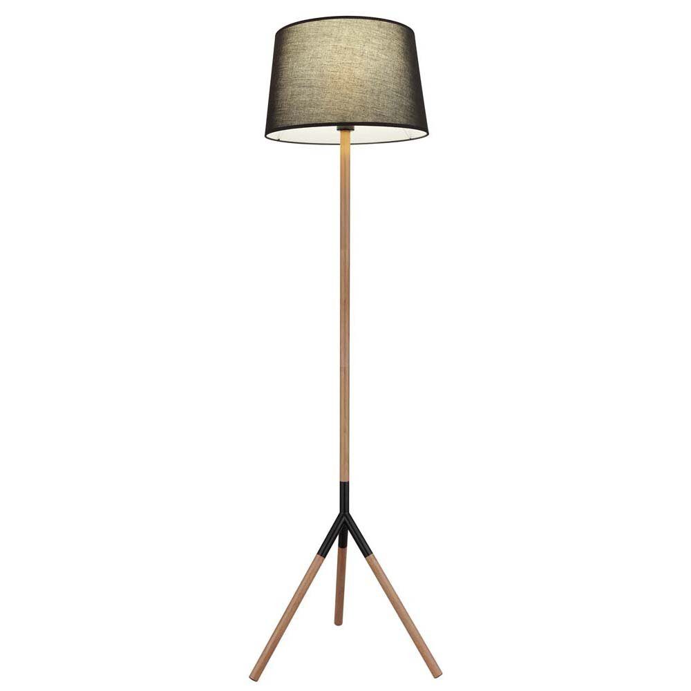 Stehlampe Wohnzimmerleuchte Stehlampe, Schwarz Metall cm H 160 etc-shop Standleuchte Holz