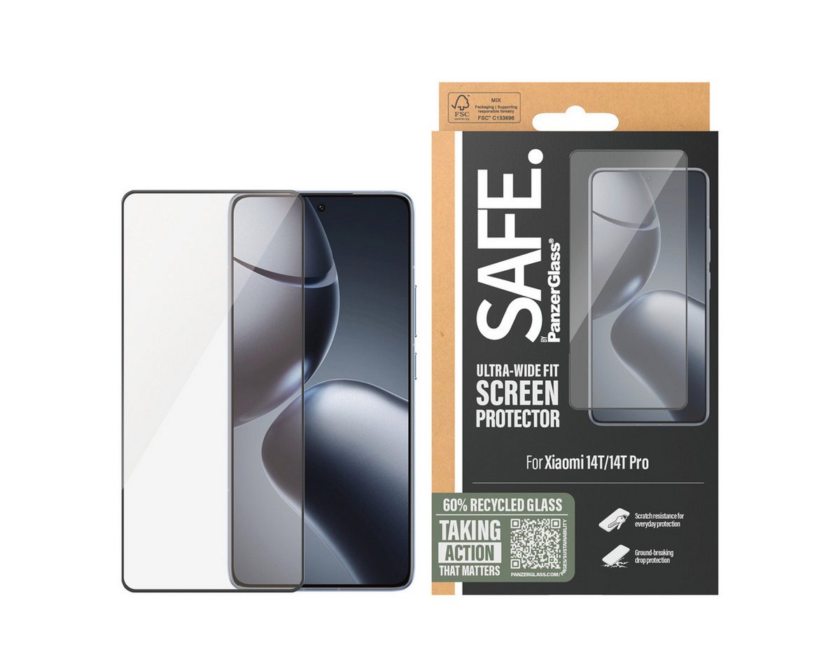 SAFE by PanzerGlass Displayschutzglas Ultra-Wide Fit Screen Protector für Xiaomi 14T, Xiaomi 14T Pro, Displayschutzfolie, Schutzfolie, Bildschirmschutz, kratz- & stoßfest