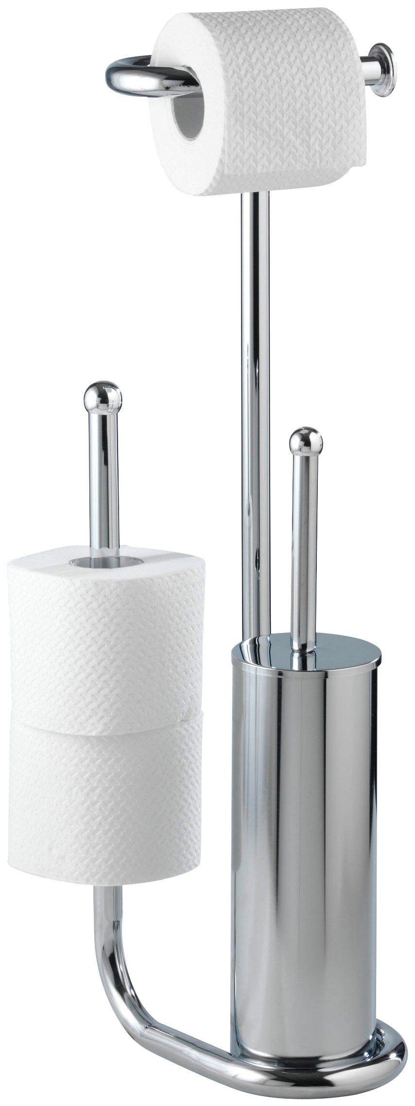 WENKO WC-Garnitur Universalo, integrierter Toilettenpapierhalter und WC-Bürstenhalter