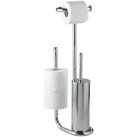 WENKO WC-Garnitur Universalo, integrierter Toilettenpapierhalter und WC-Bürstenhalter