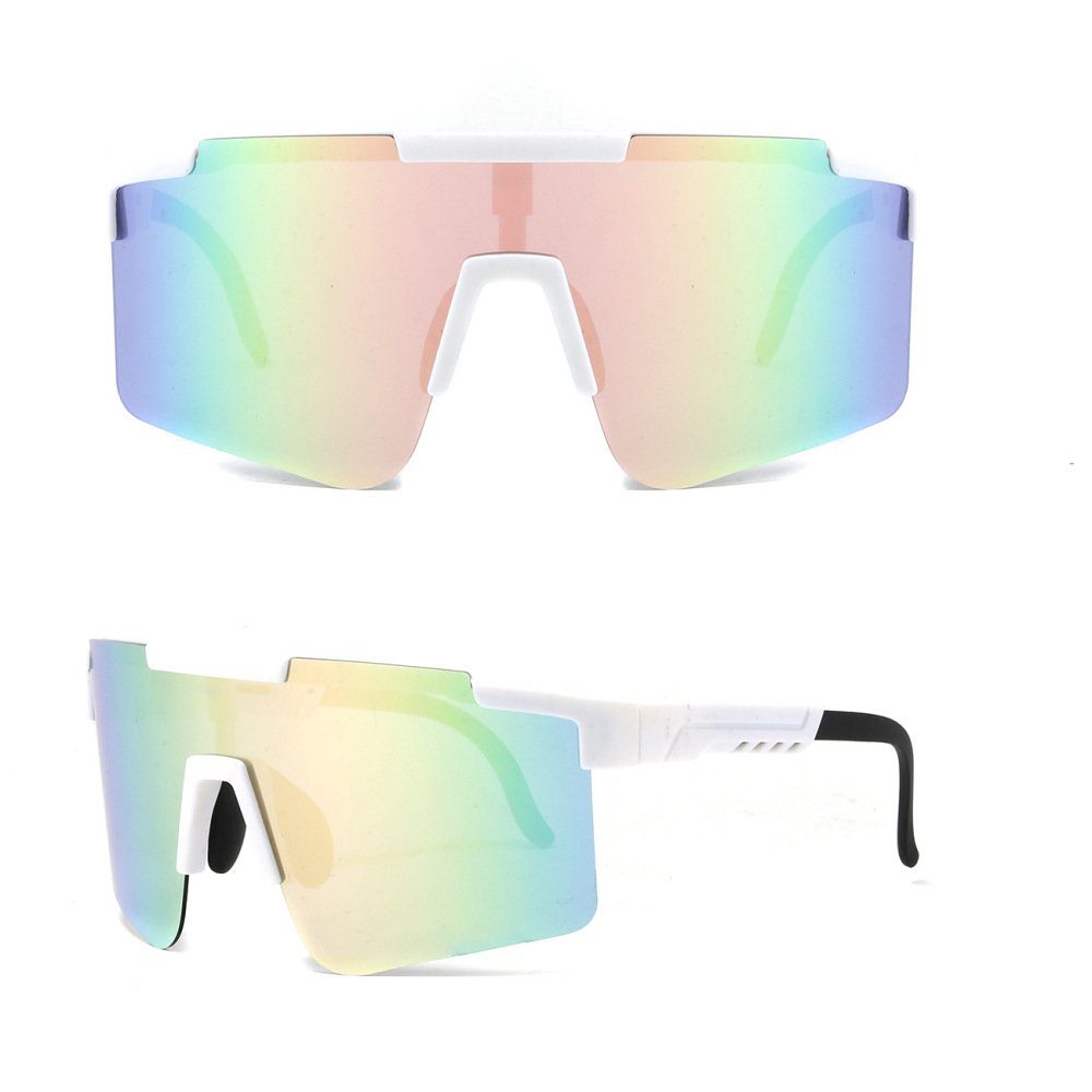GelldG Fahrradbrille Fahrradbrille, Fahrrad Sonnenbrille Herren mit Verstellbarem Bügel, UV-Schutz ‎‎Weiß(Stil 2)