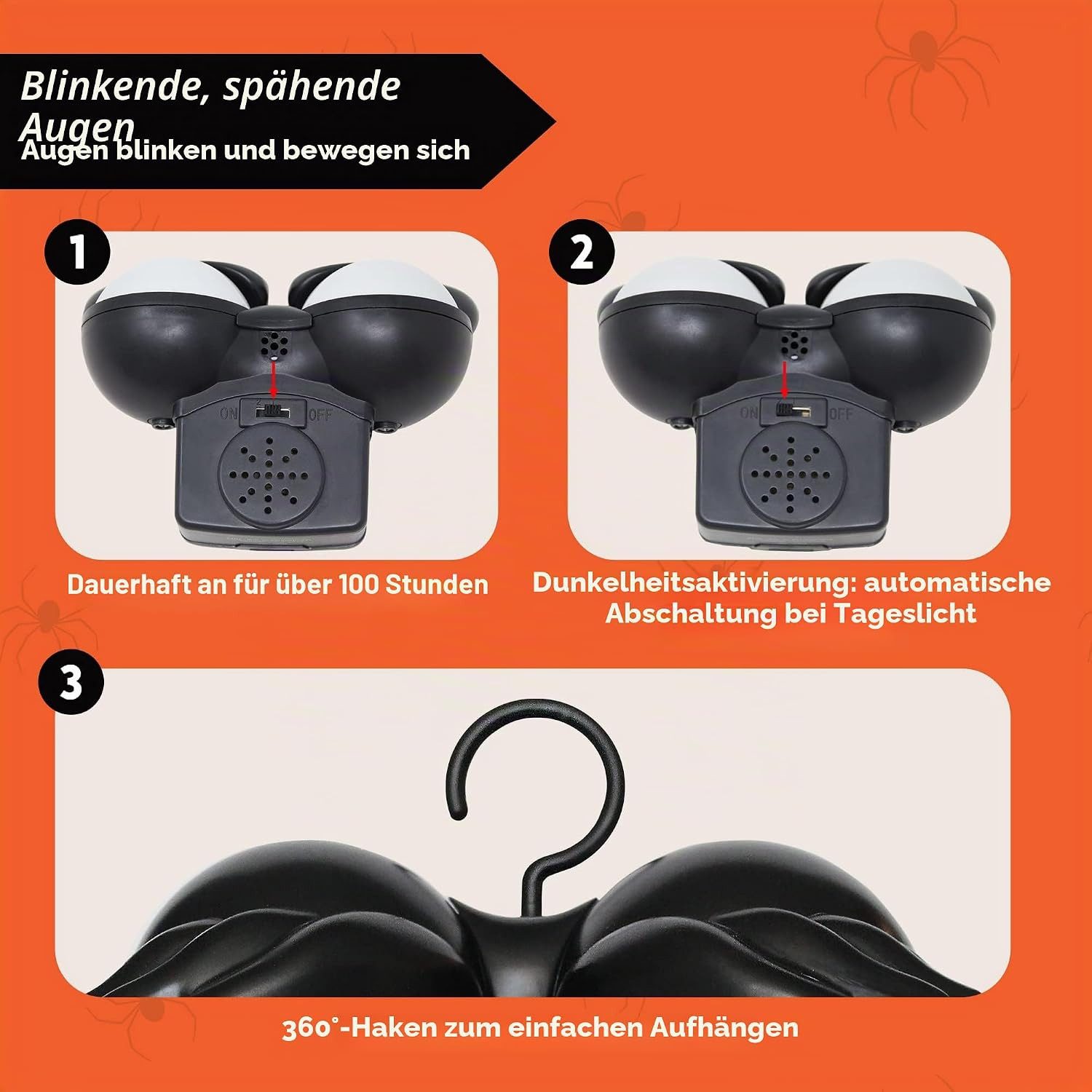 Joiedomi Lichterkette Joiedomi Halloween blinkende Augen Lichter, 3 Stk., dunkel aktiviert