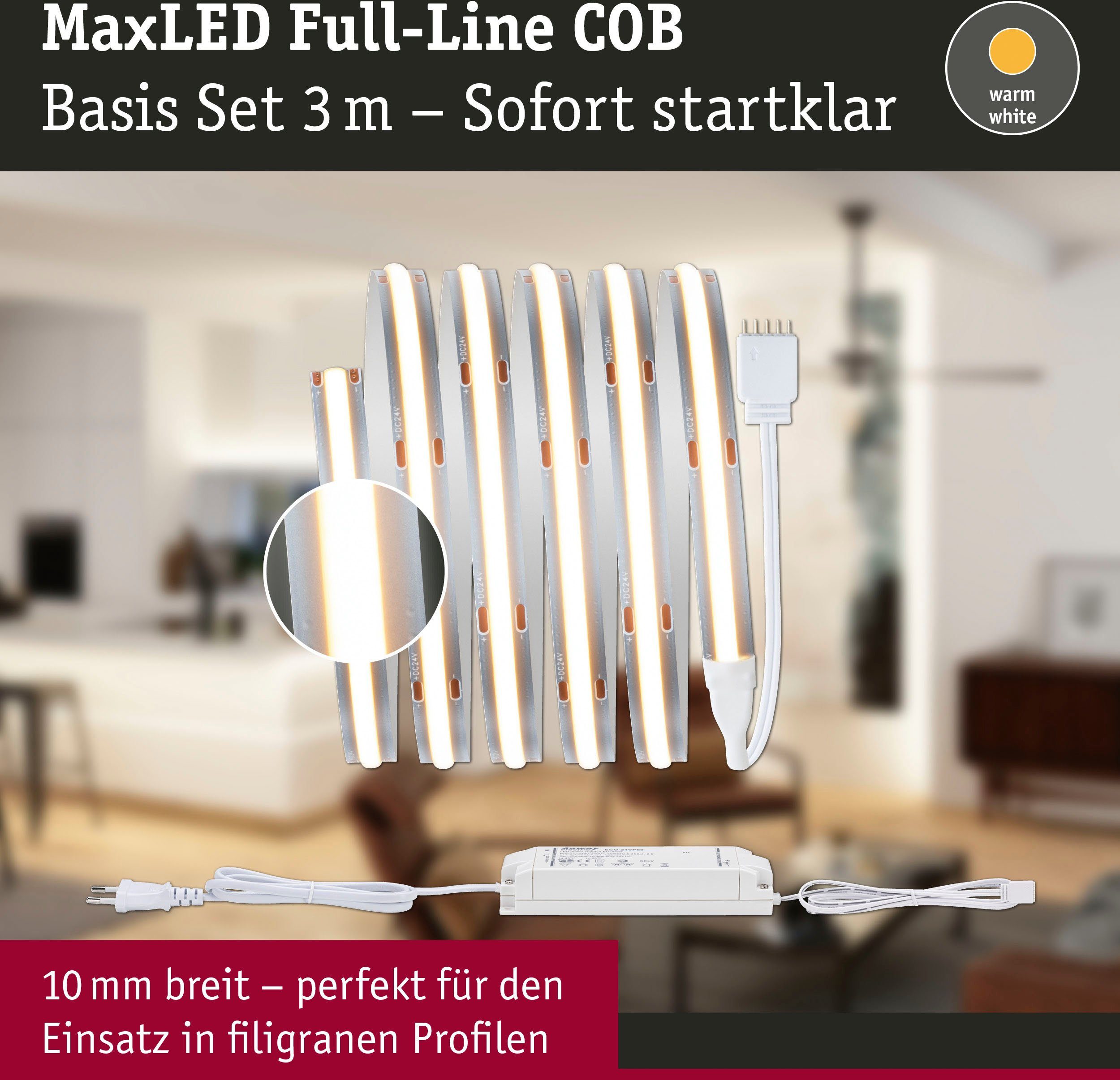 COB 18W 1-flammig 1,5m 1620lm Warmweiß 1000 Paulmann Full-Line MaxLED Basisset 2700K, LED-Streifen