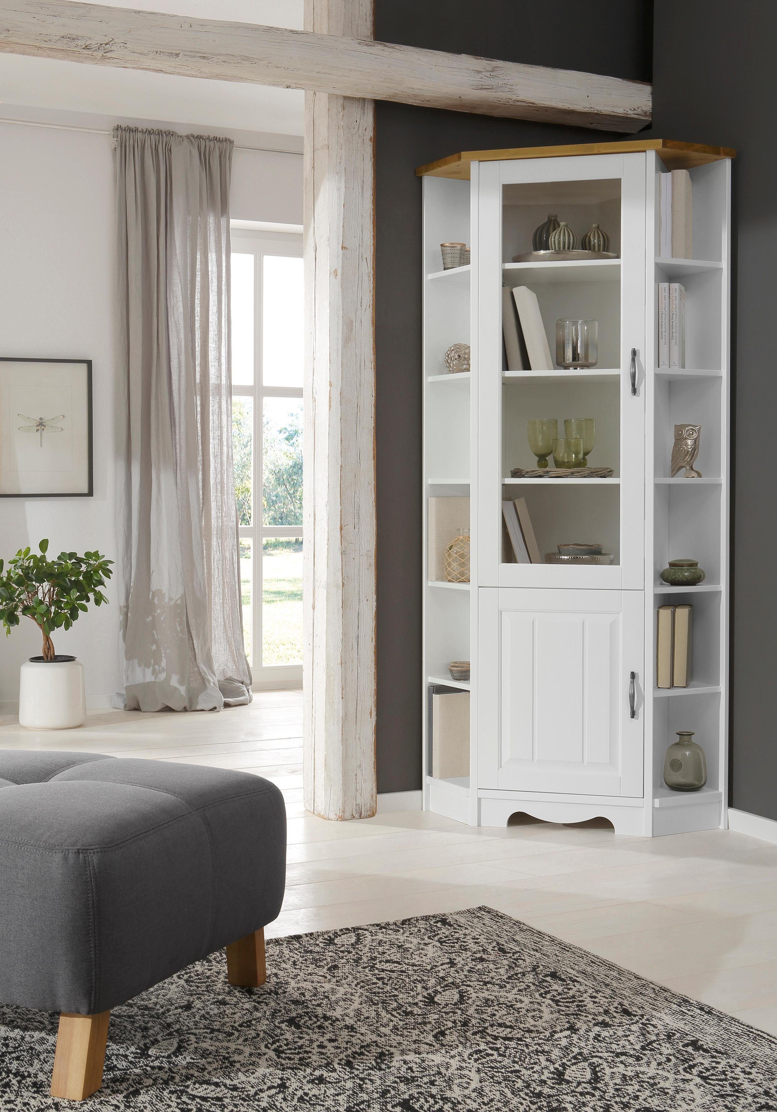 Home affaire Eckvitrine "Trinidad", Höhe 188 cm, FSC zertifiziertes Massivh günstig online kaufen