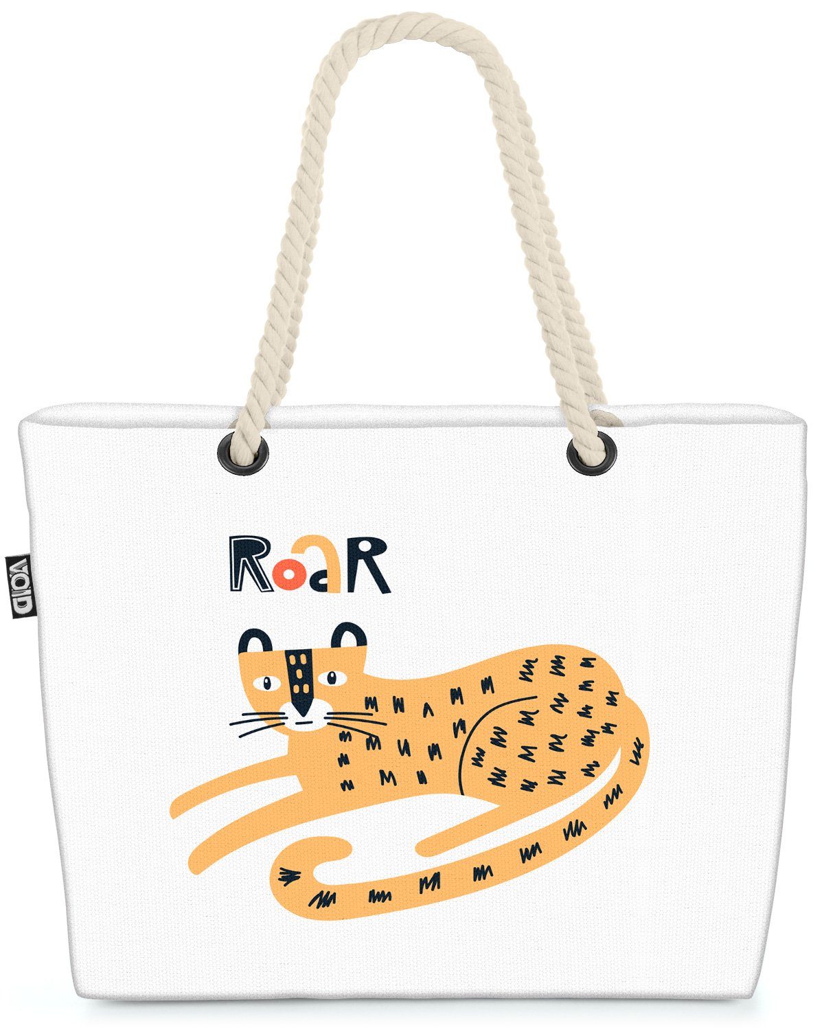 VOID Strandtasche (1-tlg), Roar Leopard Wildkatze Tiere Kinder Kinderzimmer Skandinavien Haustie | Strandtaschen