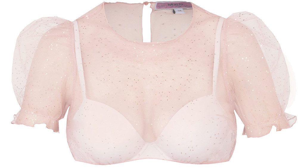 MarJo Dirndlbluse Dirndlbluse Kochel Kurzarm Puffarm flamingo