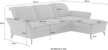 sit&more Ecksofa Leandro L-Form, Wahlweise mit Bett-, Kopfteil - und Armlehnfunktion, sowie Bettkasten