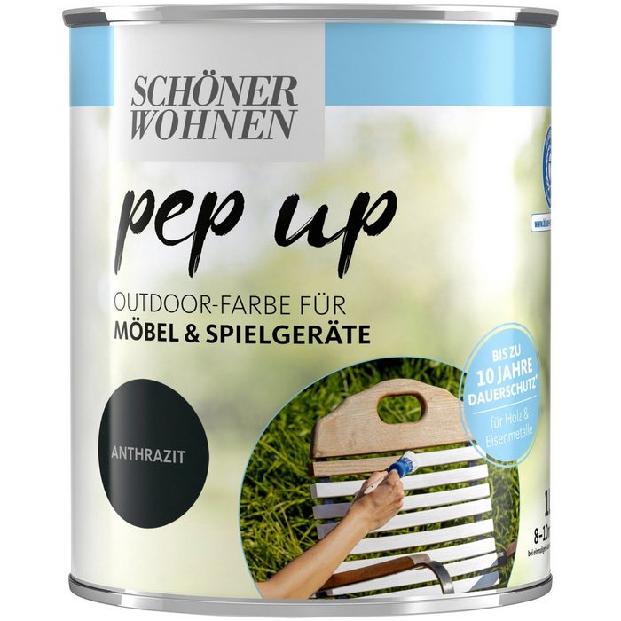 SCHÖNER WOHNEN-Kollektion Lack pep up Outdoor 1 Liter anthrazit für Möbel und Spielgeräte