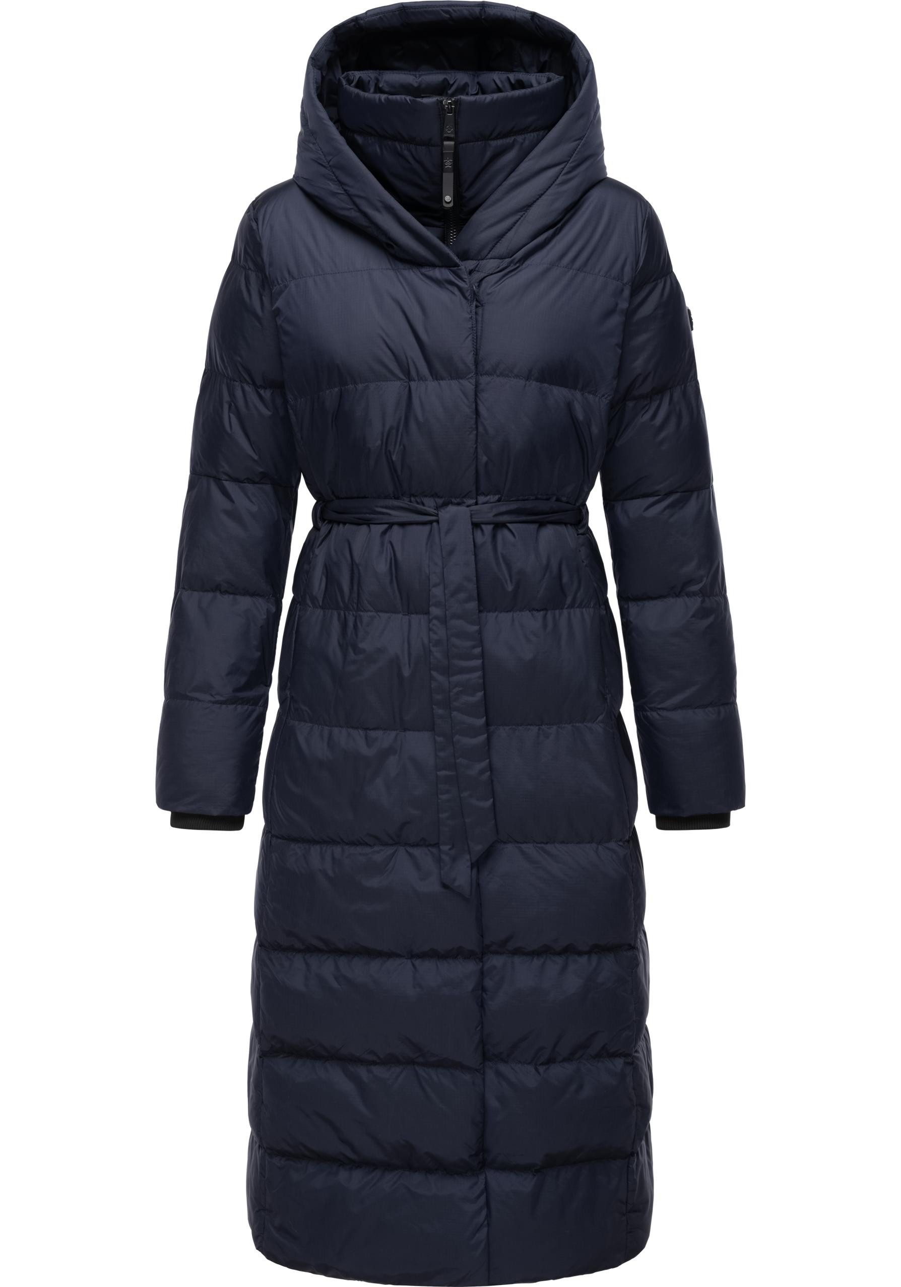 Ragwear Steppmantel Niara Long Gesteppter langer Damen Mantel mit Bindeband