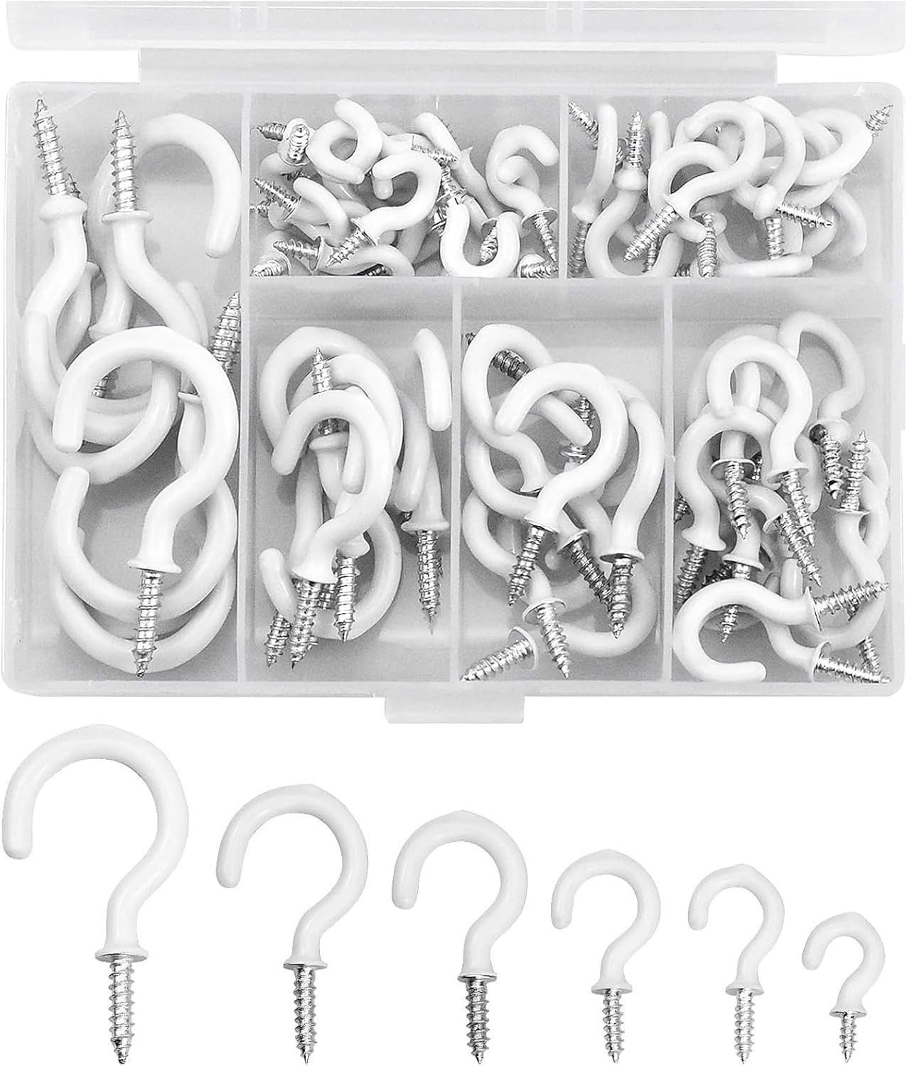FELIXLEO Deckenhaken Schraubhaken Set, Robuste Weiß Hakenschrauben mit Gewinde, (350-St)