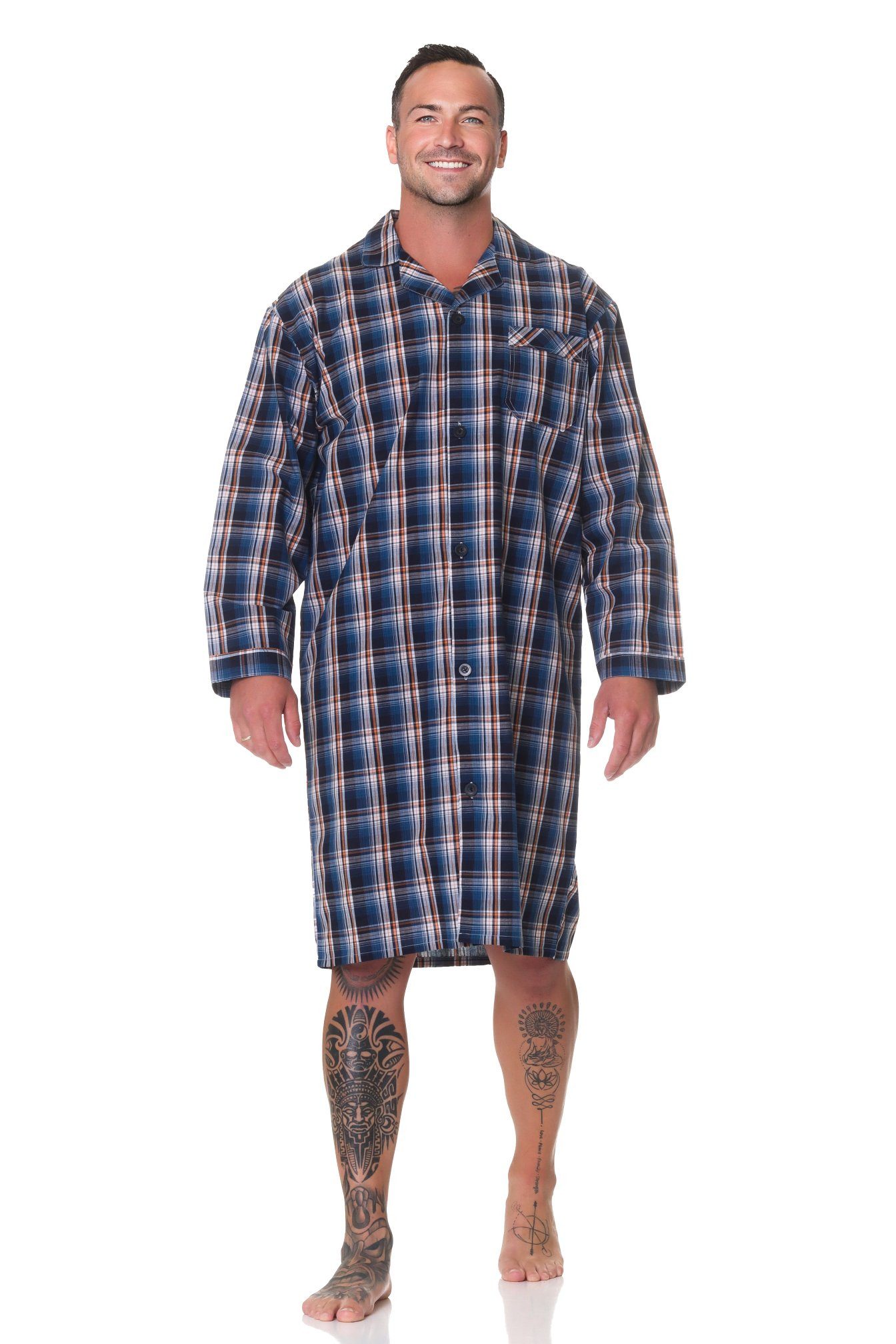 Normann Pyjama Normann Herren langarm Nachthemd gewebt - auch in Übergröße günstig online kaufen