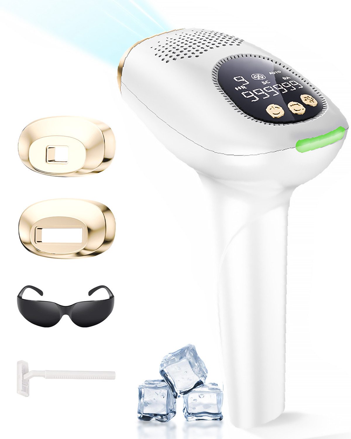 MCURO IPL-Haarentferner Laser Haarentfernung mit Einfrierpunktfunktion, 999,999 Lichtimpulse, 9 Energiestufen Hohe Energiedichte von 15 J / 3,3 cm², Haarentfernung Laser für Männer, Frauen, Achseln, Beine, Körper