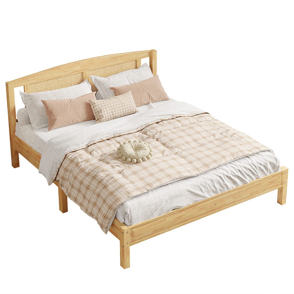 Sweiko Holzbett Doppelbett Rattanbett Holzbett Jugendbett günstig online kaufen