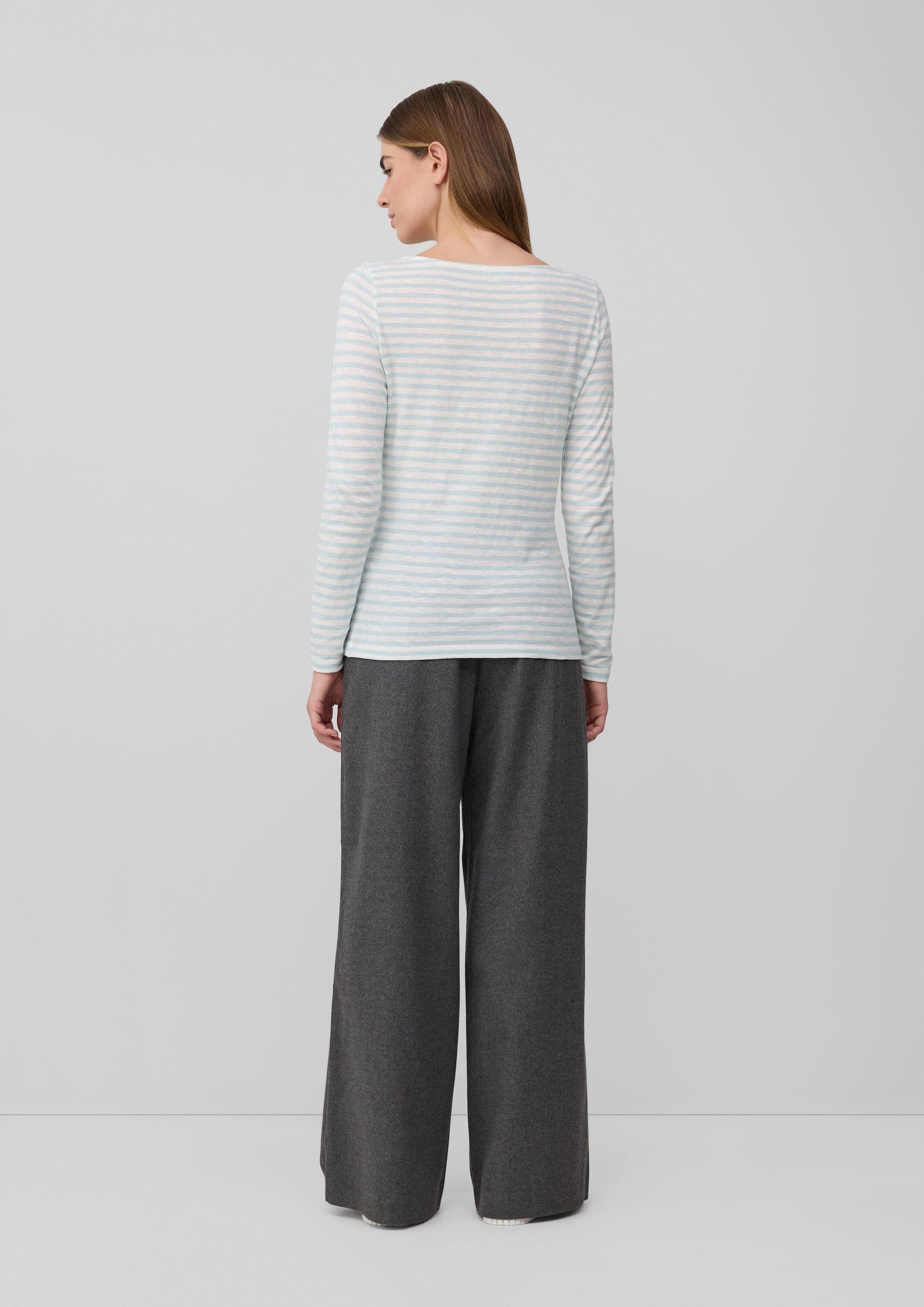 s.Oliver Langarmshirt T-Shirt Longsleeve in Streifen-Optik mit U-Bootausschnitt