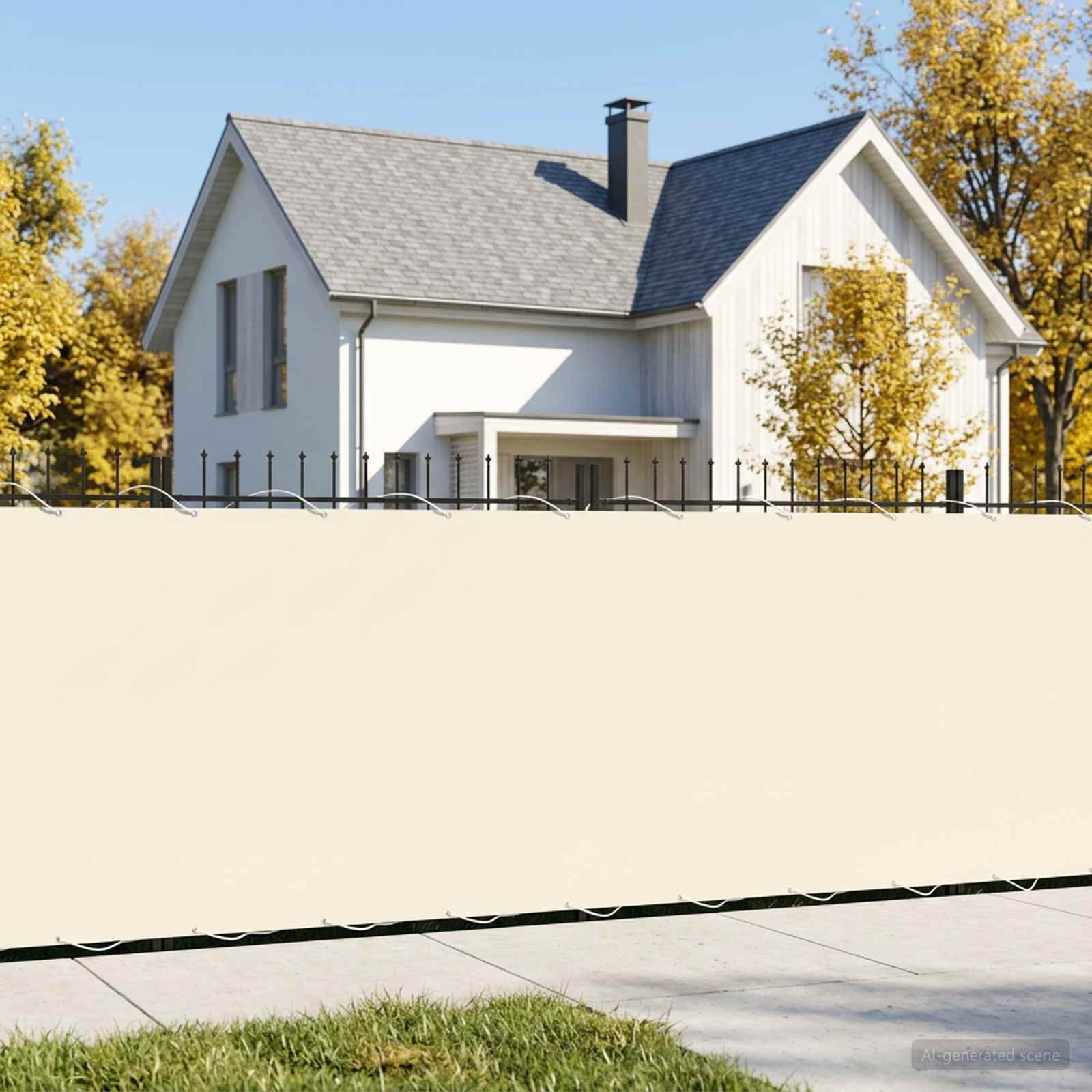 vidaXL Balkonsichtschutz Balkon Sichtschutz 150 x 300 cm Stoff mit PU-Beschichtung Creme (1-St)