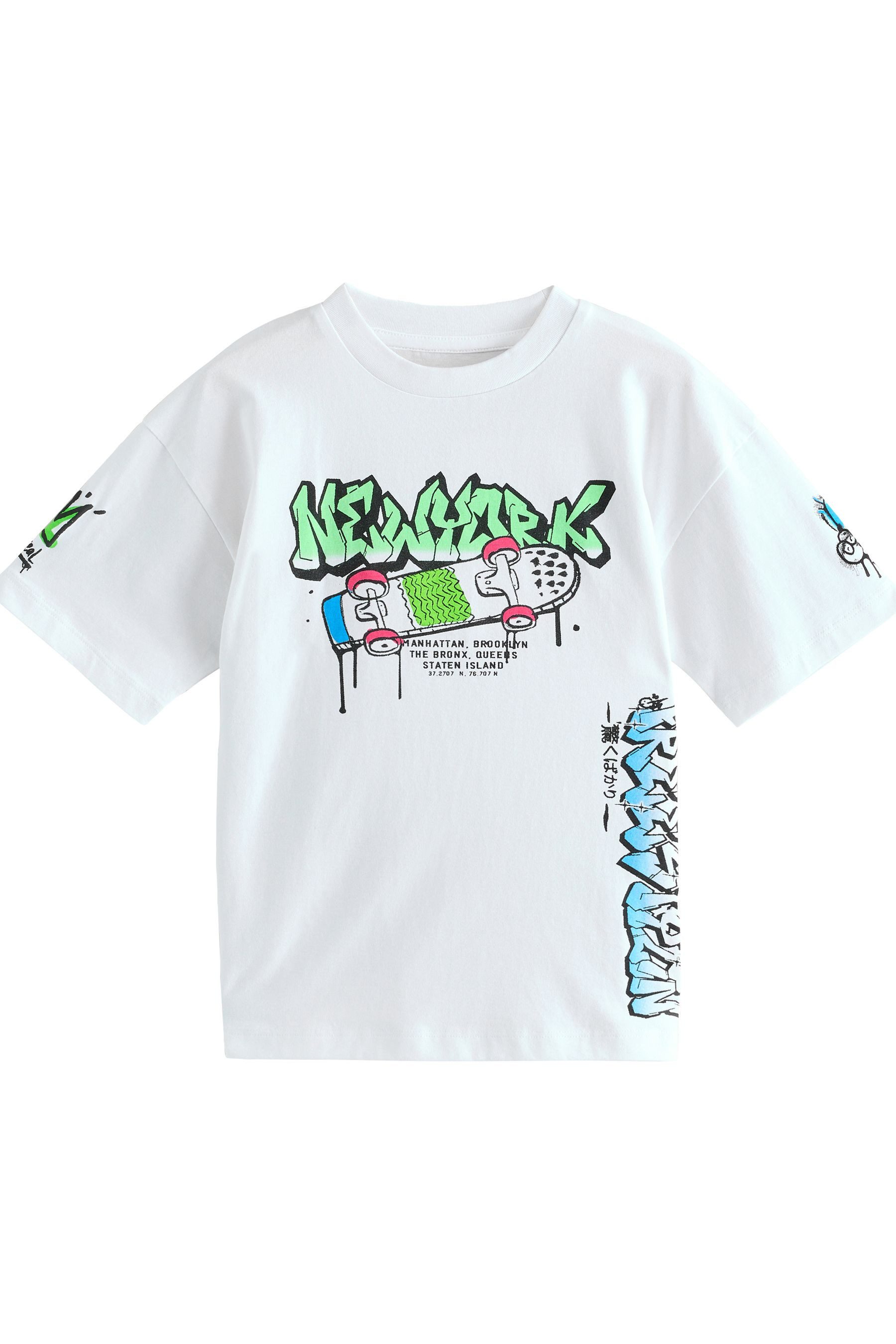 Next Print-Shirt Relaxed Fit Kurzarm-T-Shirts mit Grafik, 3er-Pack (3-tlg)