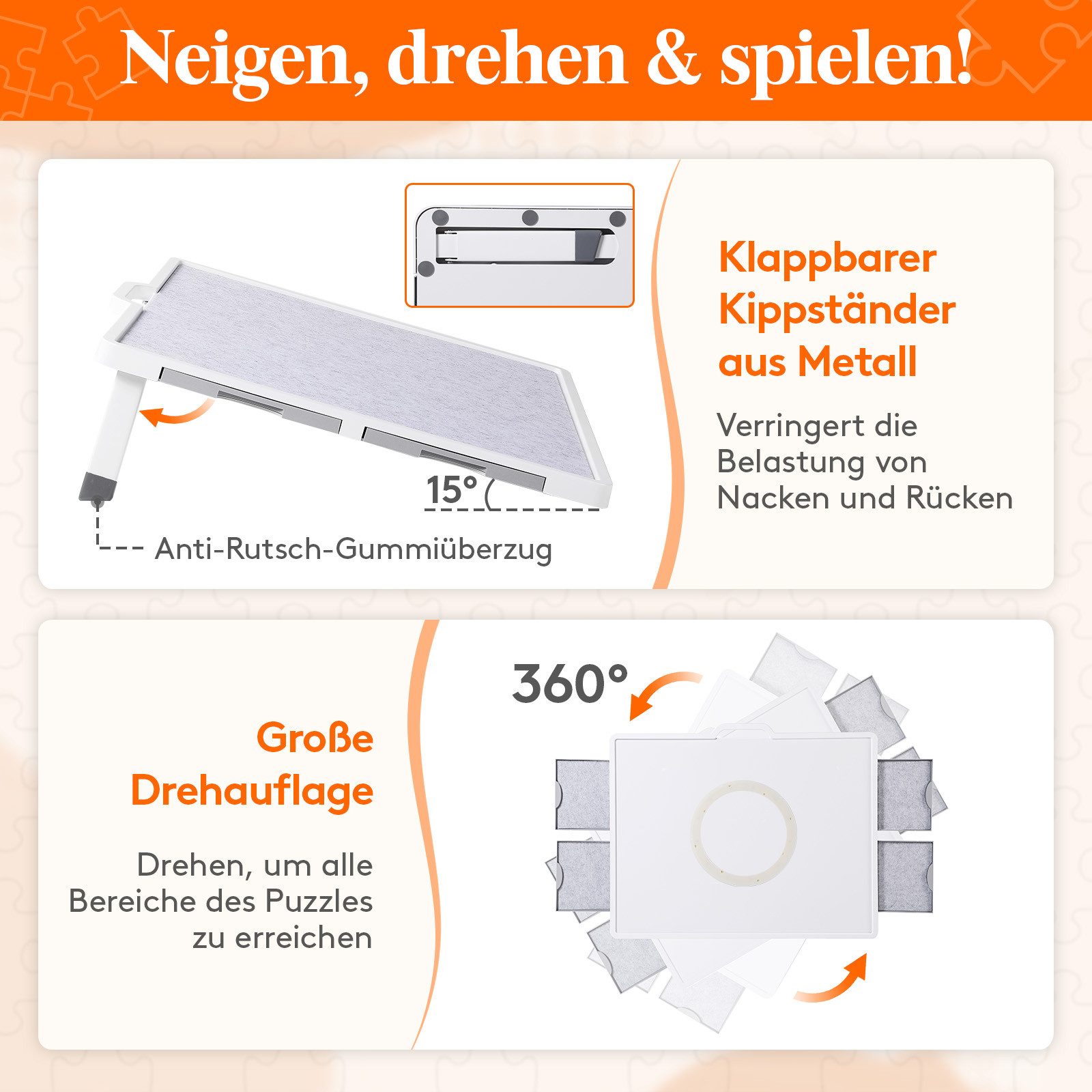 Lifewit Puzzleunterlage Puzzlebrett Tragbar Puzzle mit Filzmatte Multifunktionaler Puzzletisch