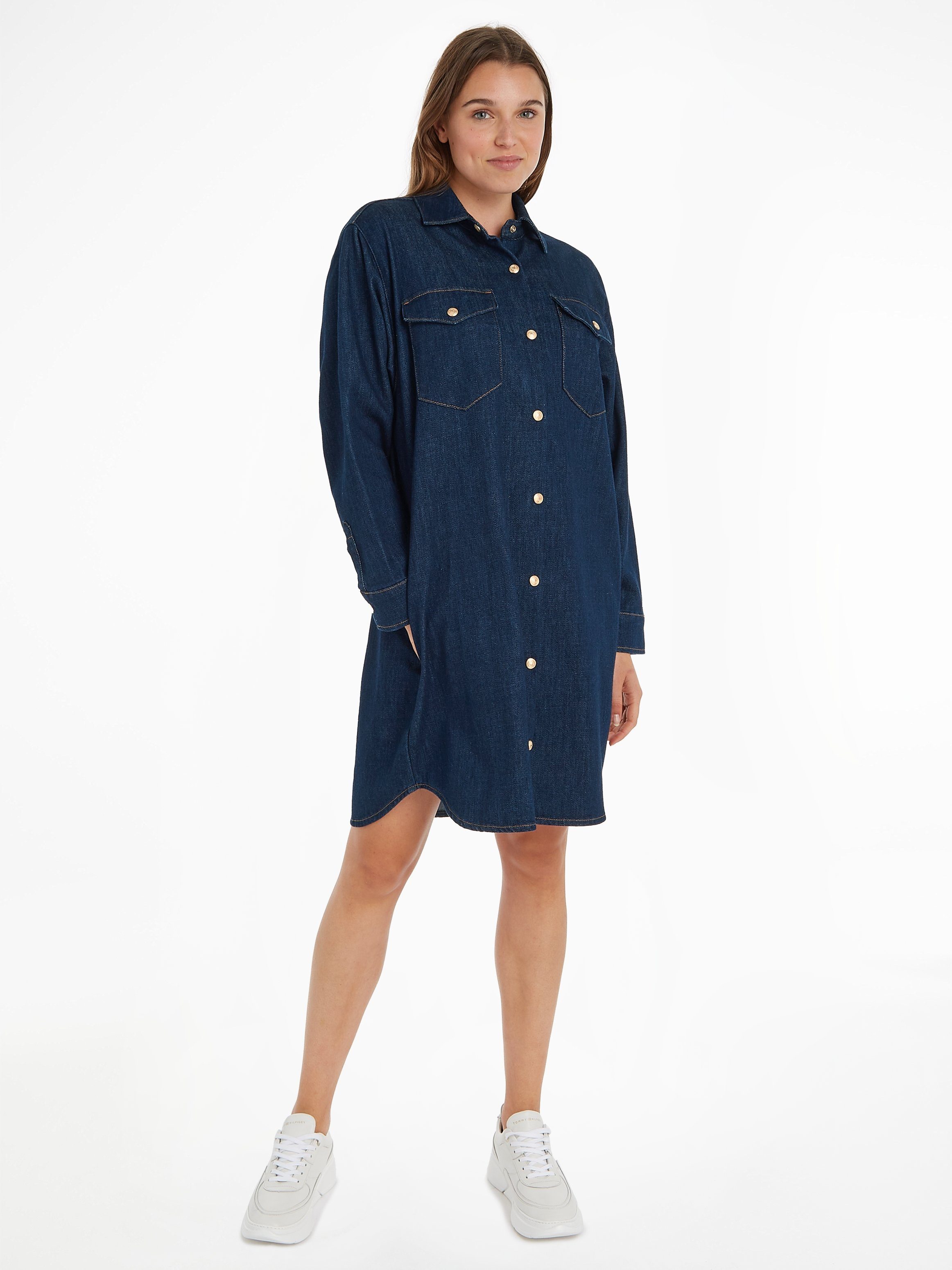 SHIRT NALA Jeanskleid durchgehender Druckerleiste DRESS mit LS DNM Hilfiger Tommy