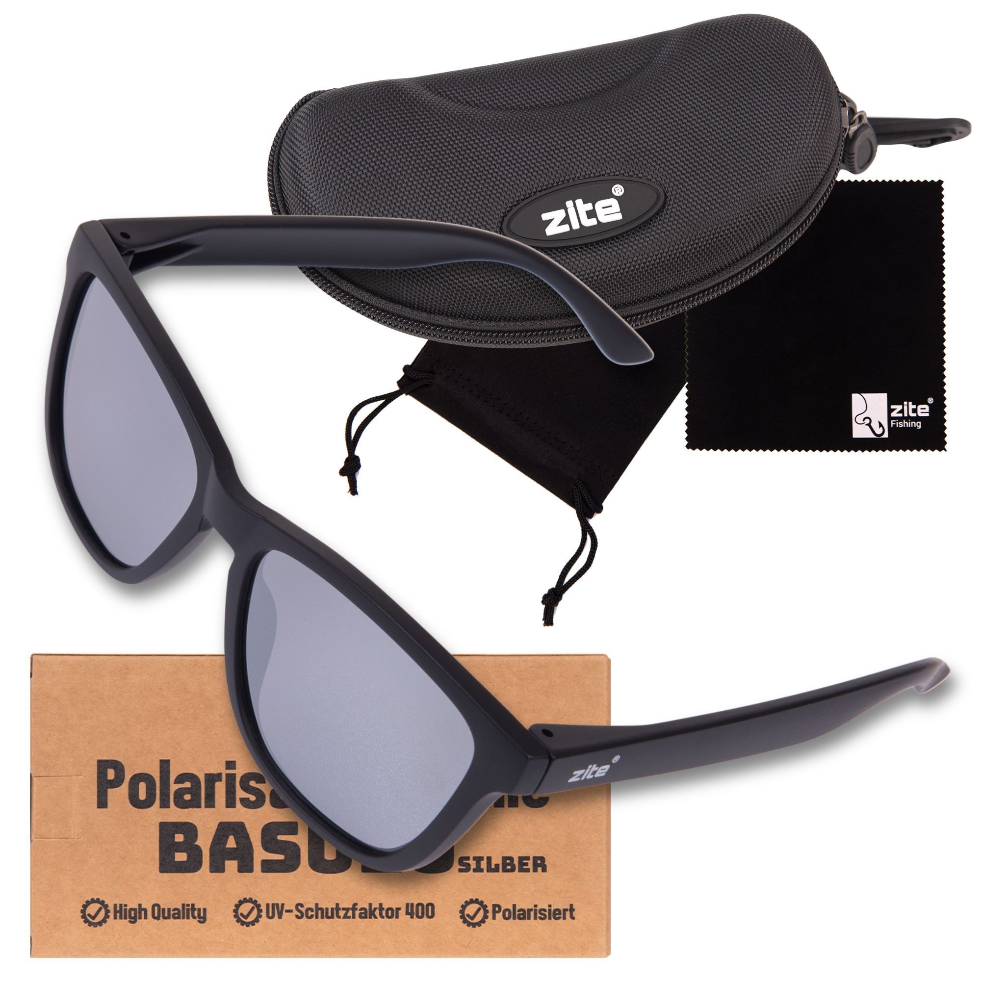 Zite Sportbrille Polarisationsbrille Basulo verspiegelt kratzfest mit Hardcase-Etui