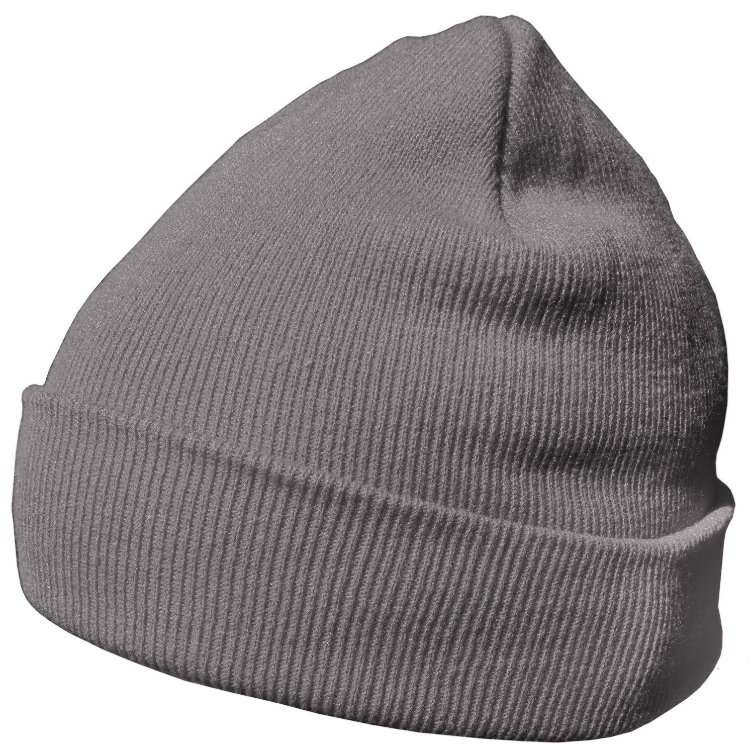 DonDon Beanie Mütze Krempe Wintermütze, mit 1-St) (Packung, klassisches Design, Beanie dunkelgrau