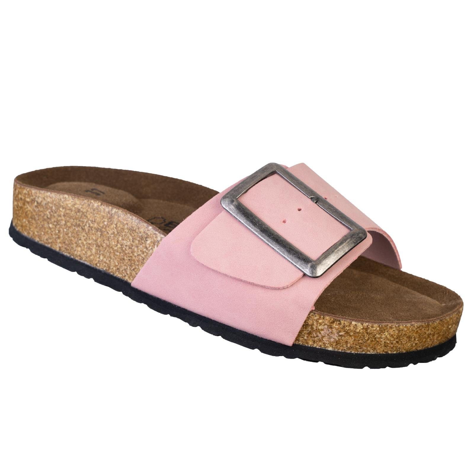 Größe Easy - & Damen Sandalen Optik Leder Hurdy 37 Rose Biosoft 43 Walk Biosoft Flache Sandale Comfort Sommer