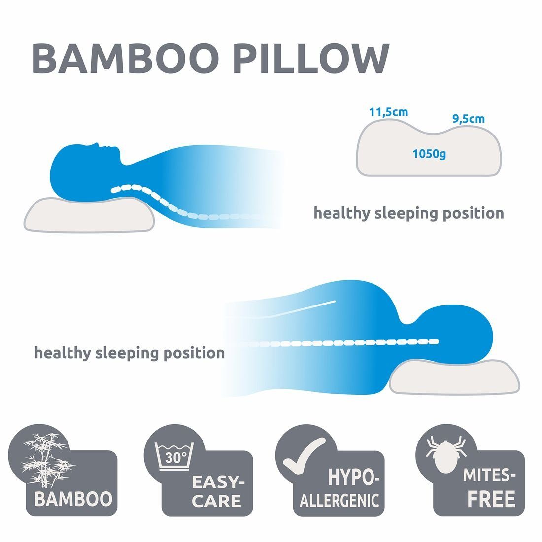yourGEAR Visko-Kissen yourGEAR Bamboo Memory Foam Kissen - Kopfkissen 60x35 günstig online kaufen