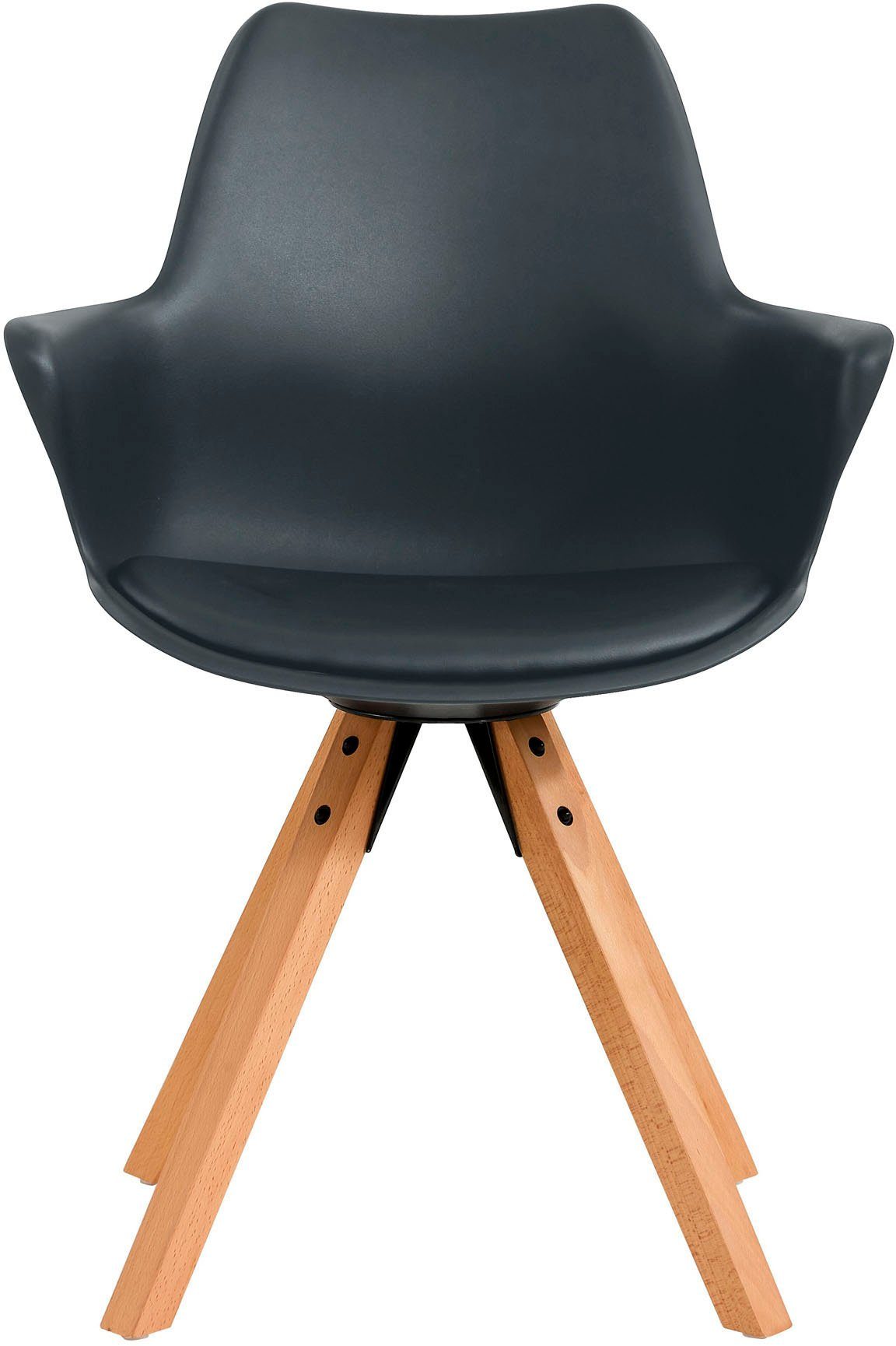 SalesFever Armlehnstuhl (Set, 2 St), Sitzfläche aus Kunstleder Dunkelgrau, Natur | Dunkelgrau