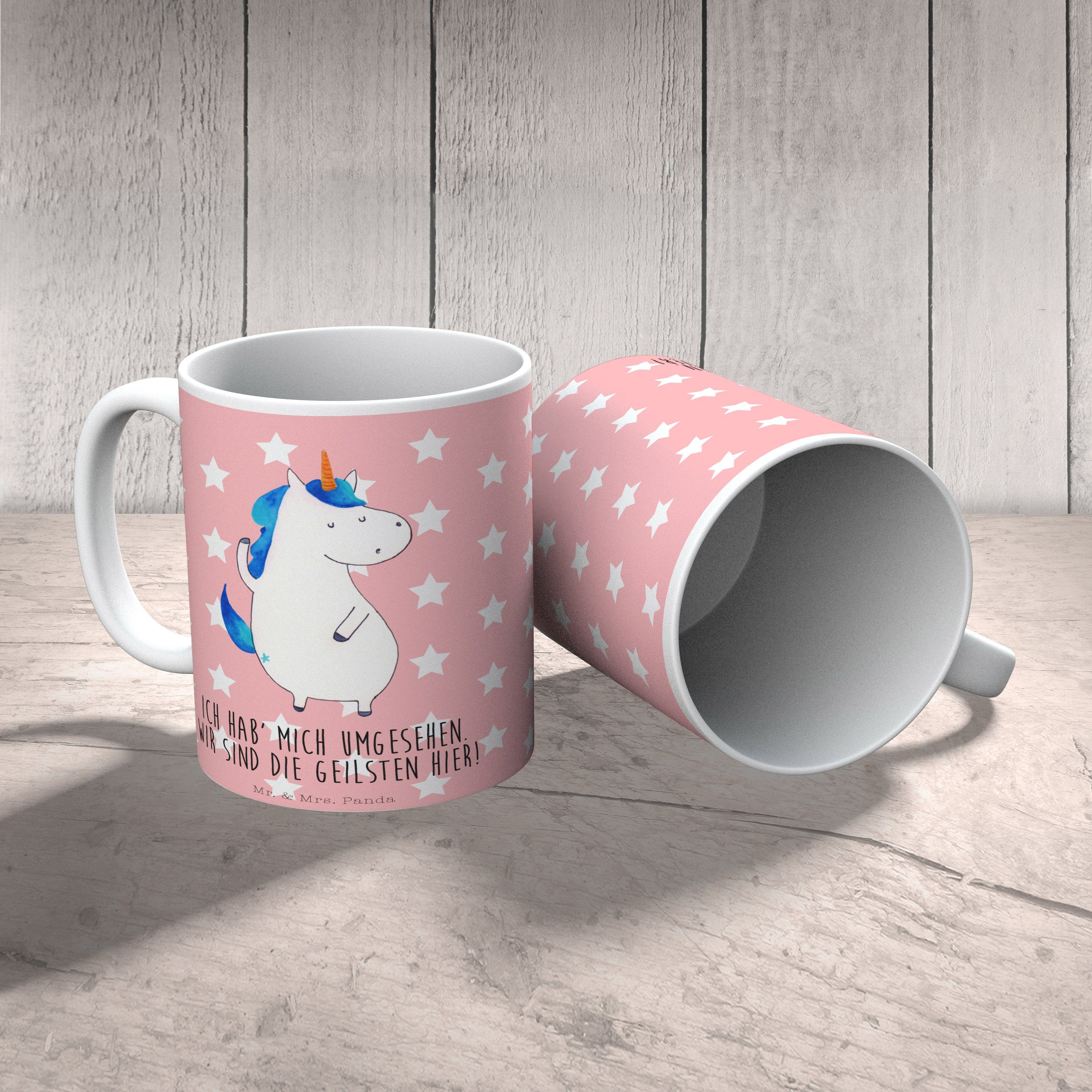 Mr. & Mrs. Unic, Rot Tasse, Pastell - Panda Geschenk, Keramik - Büro Kaffeebecher, Tasse Einhorn Mann