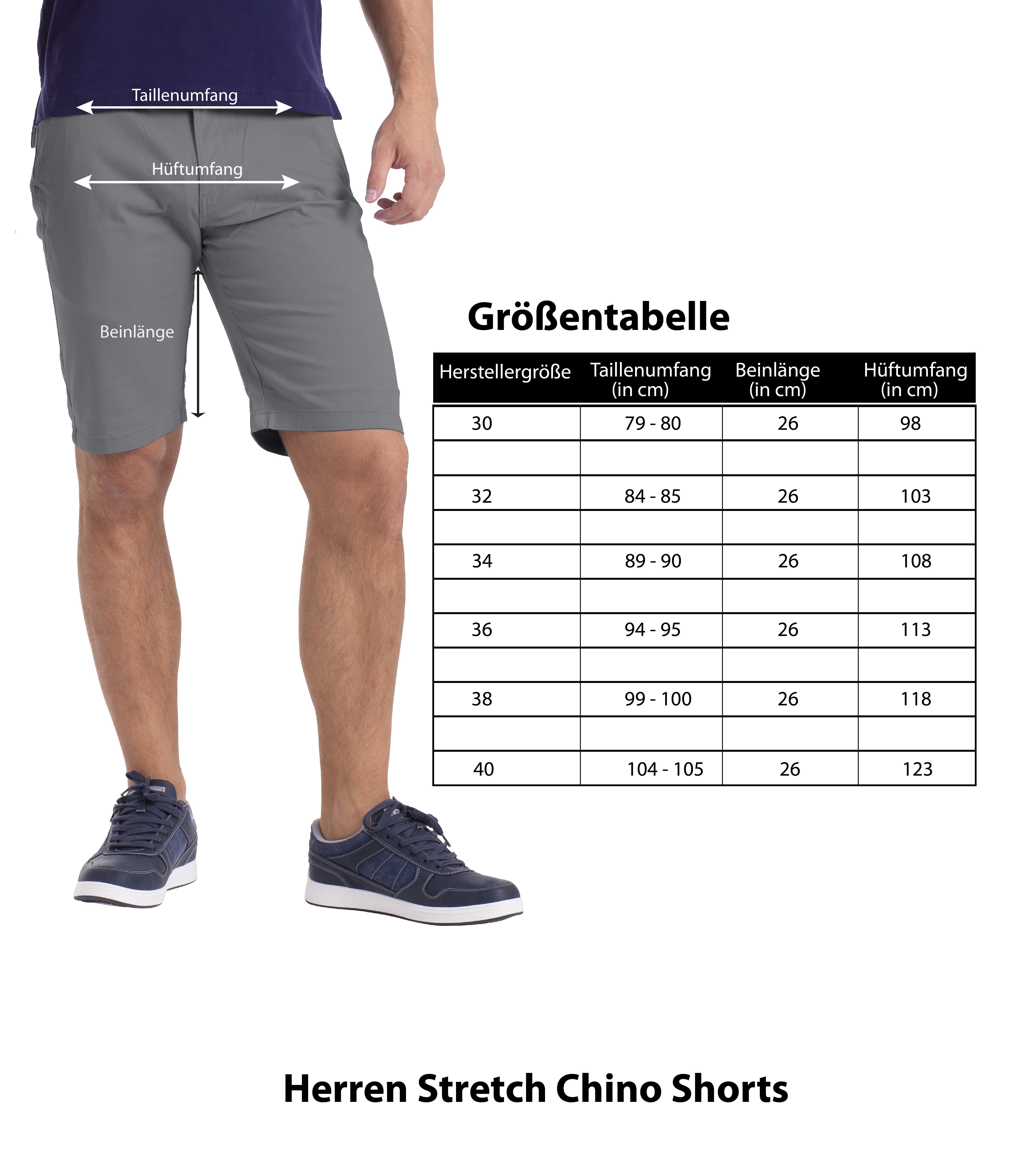 Bermuda Hellgrau Stretch Chino Chinoshorts BlauerHafen Herren Strecken-Baumwolle Shorts Fit Slim Hose