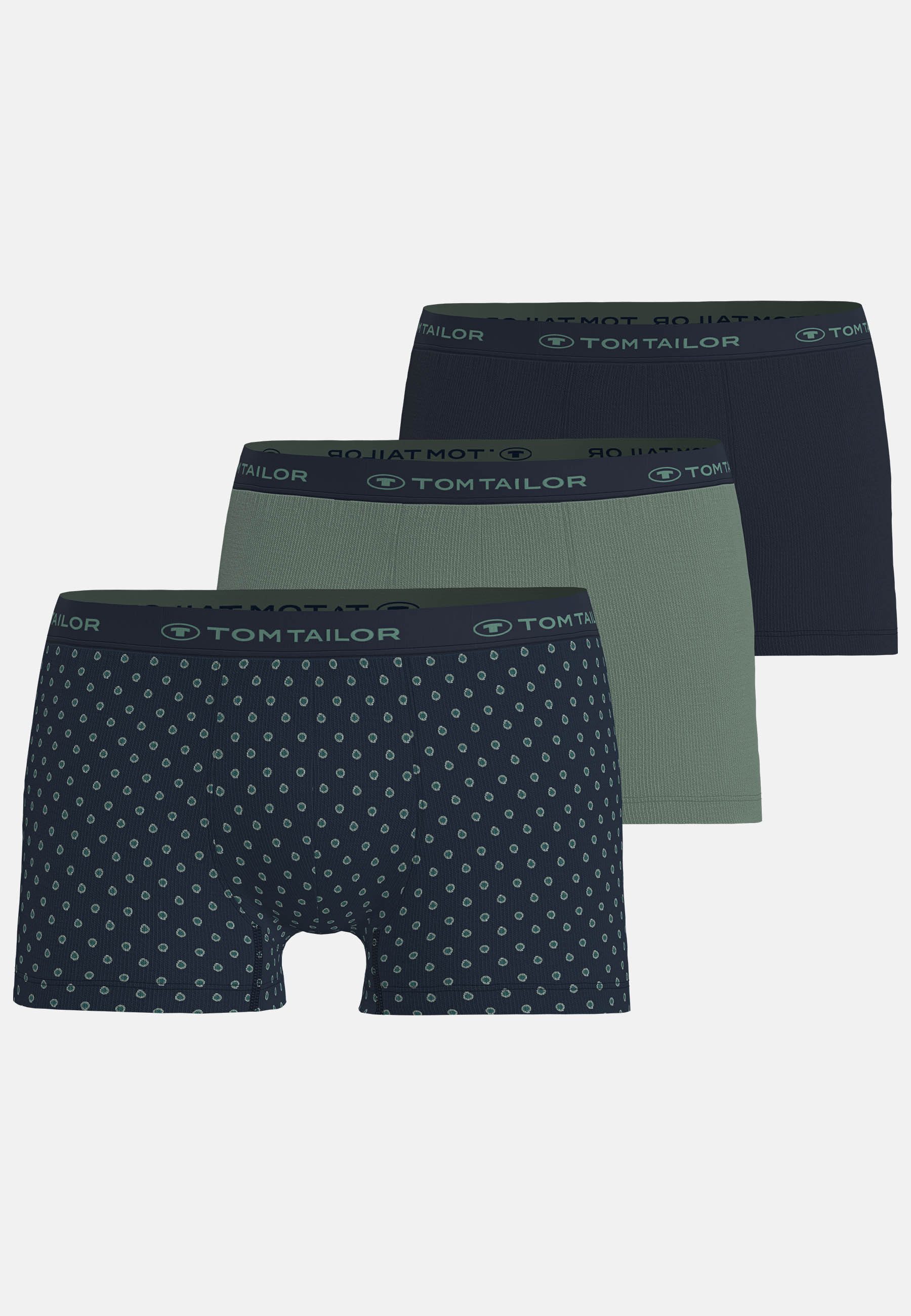 TOM TAILOR Retro Pants Buffer (3er Pack) bequem, eng, mit Logobund, mit Print, Baumwollmix