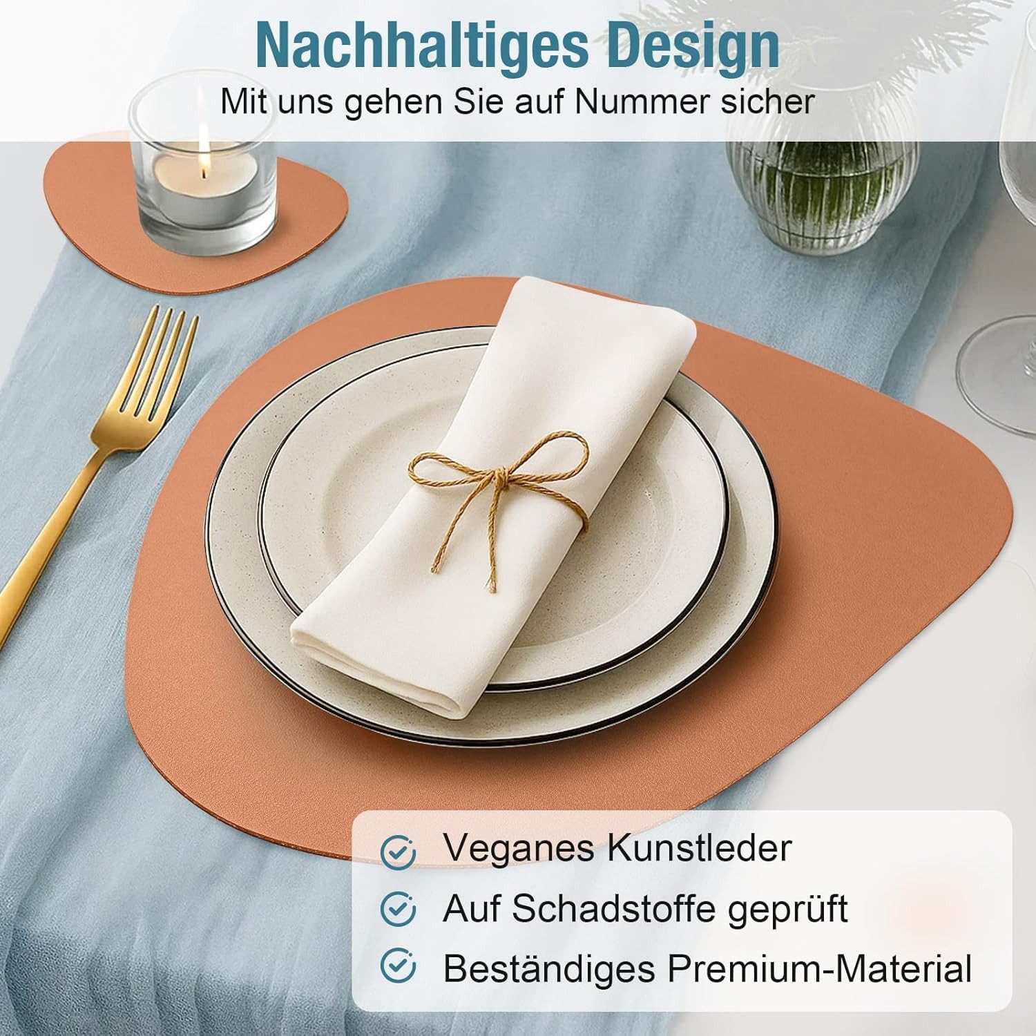 Youyijia Platzset 6er Set Tischset aus Leder-Imitat, Starke rutschfeste – Bild 3 von 5