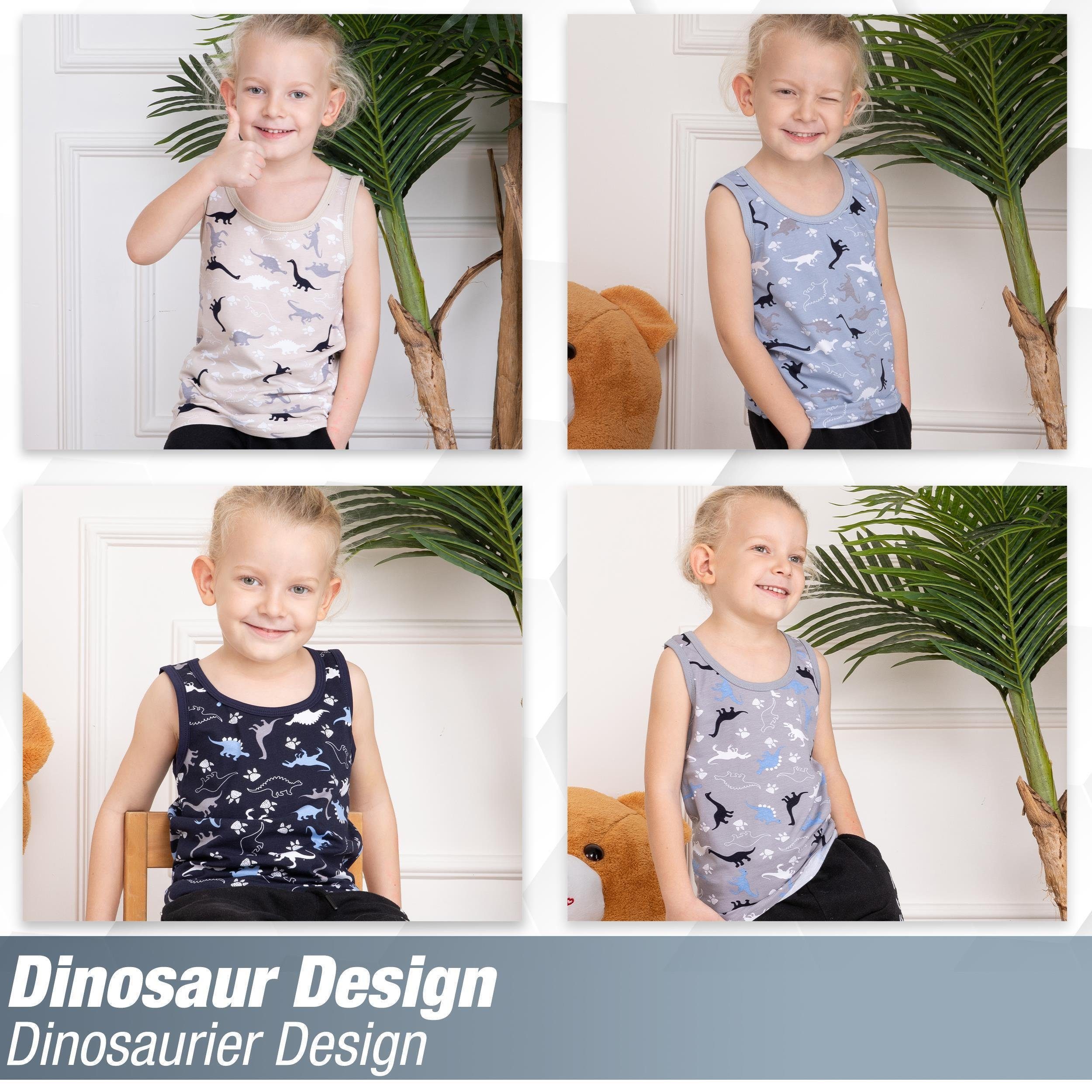 LOREZA Unterhemd Dinosaurier Jungen 5 Unterhemden (Set, Gr.80-146 5-St)