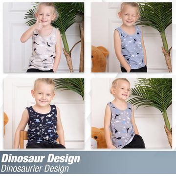 LOREZA Unterhemd 5er Set Jungen Unterhemden - Dinosaurier - Bunt (Set, 5-St)