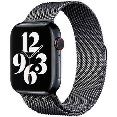 PRECORN Smartwatch-Armband »Ersatzarmband schwarz mit Magnet Kompatibel mit Apple Watch 42mm 44mm 45mm Metall Armband mit Magnet kompatibel mit Watch Serie 7/6/5/4/3/2/1/Apple Watch SE«