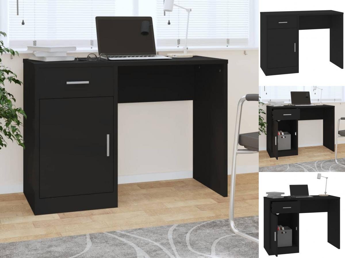 vidaXL Schreibtisch Schreibtisch Bürotisch mit Stauraum Schwarz 100x40x73 cm Holzwerkstoff