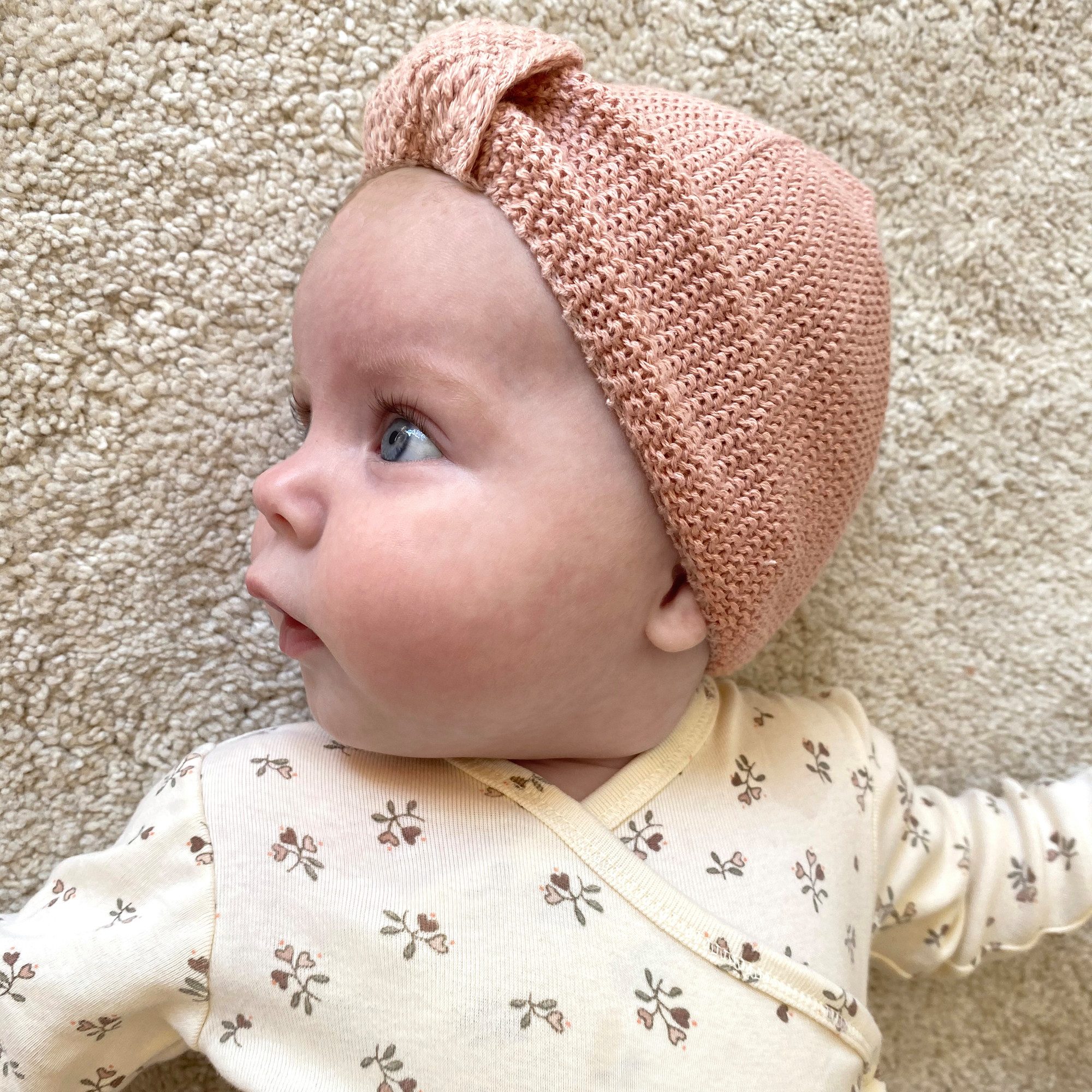 Nordic Coast Company Strickmütze (2-er Set) Baby Turban für Neugeborene - 100% Baumwolle - Natur Weiß