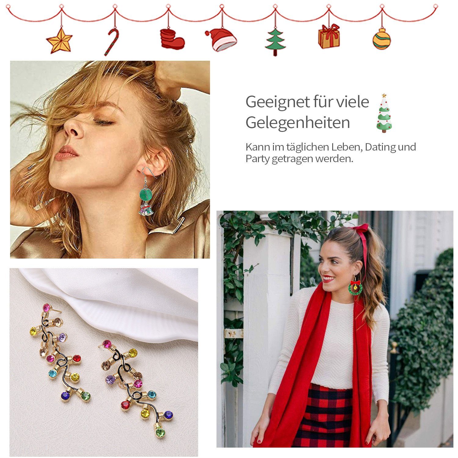Weihnachten Quaste für Ohrringe B mit MAGICSHE Paar Ohrhänger Damen Geschenk Party (1-tlg)