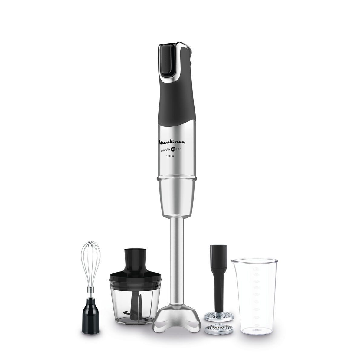 Handmixer Moulinex Multifunktions Handmixer mit Zubehör Powelix Life Silberfarbe