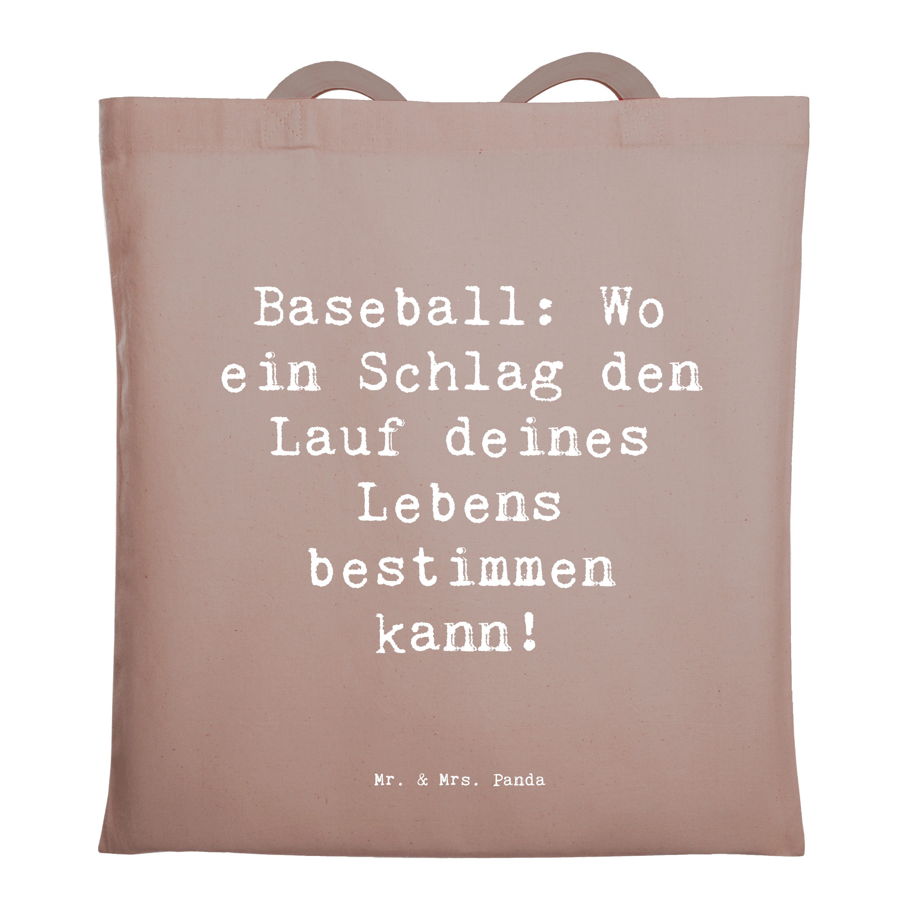 Mr. & Mrs. Panda Tragetasche Spruch Baseball Schlag - Braun Pastell - Geschenk, Sport, Präzision, (1-tlg), Design-Highlight
