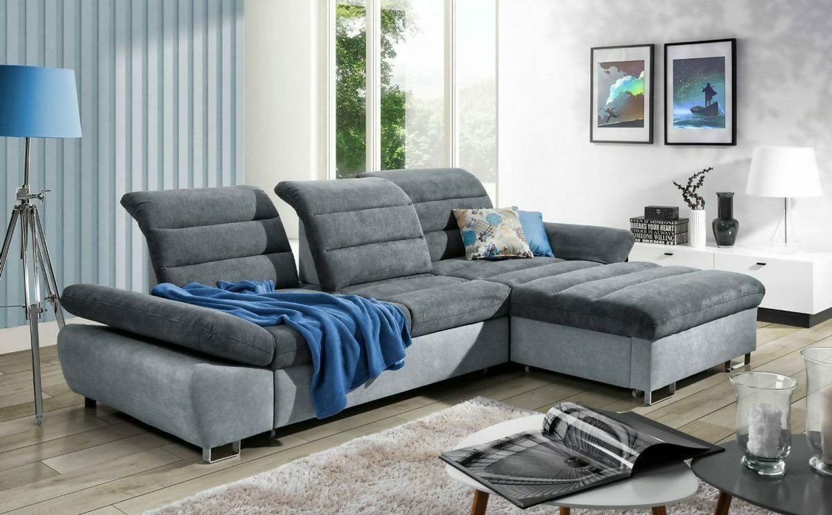 JVmoebel Ecksofa, Ecksofa L-Form Sofa Wohnlandschaft Polster Bettfunktion Design Modern