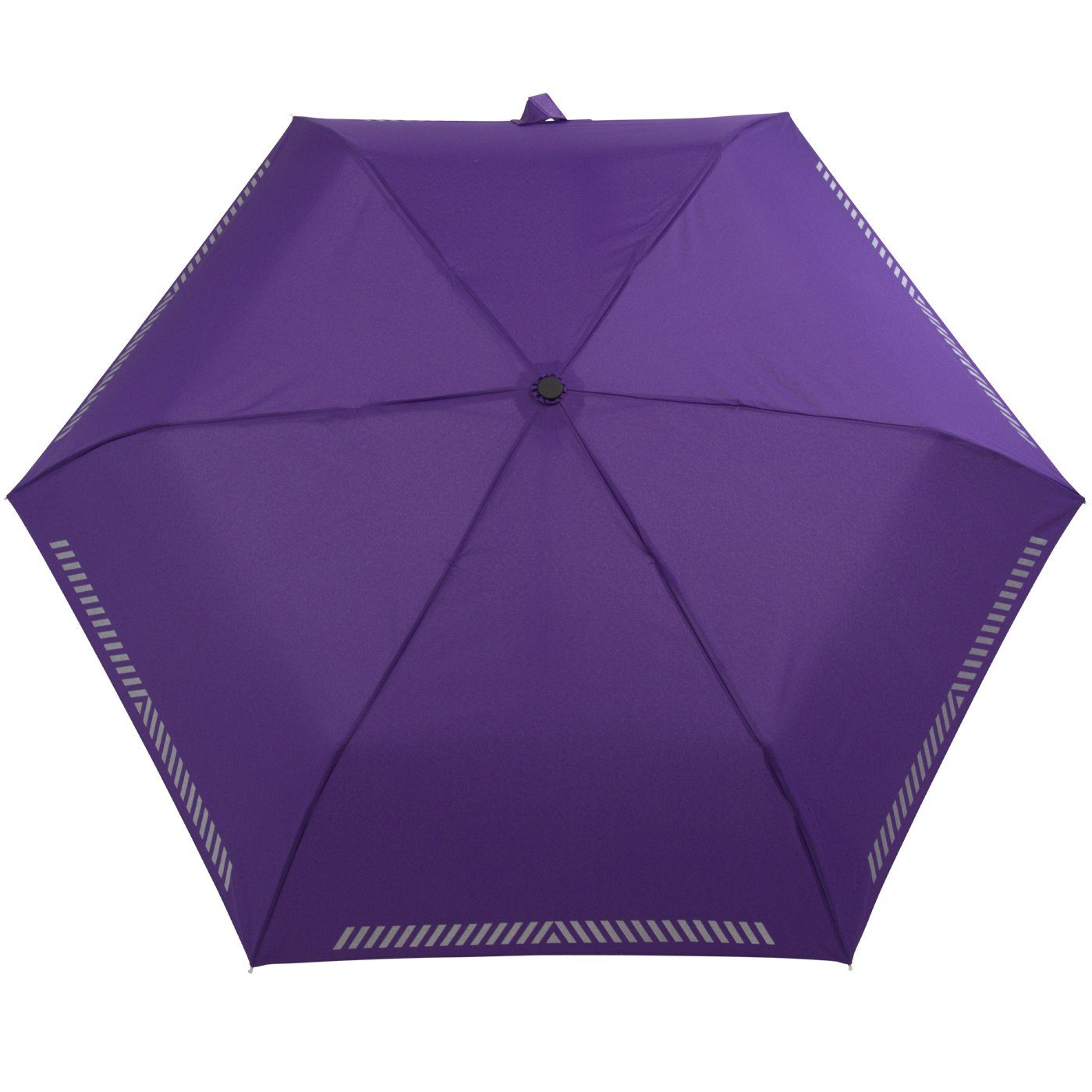 iX-brella Taschenregenschirm berry reflektierend, - durch Sicherheit Reflex-Streifen Kinderschirm mit Auf-Zu-Automatik