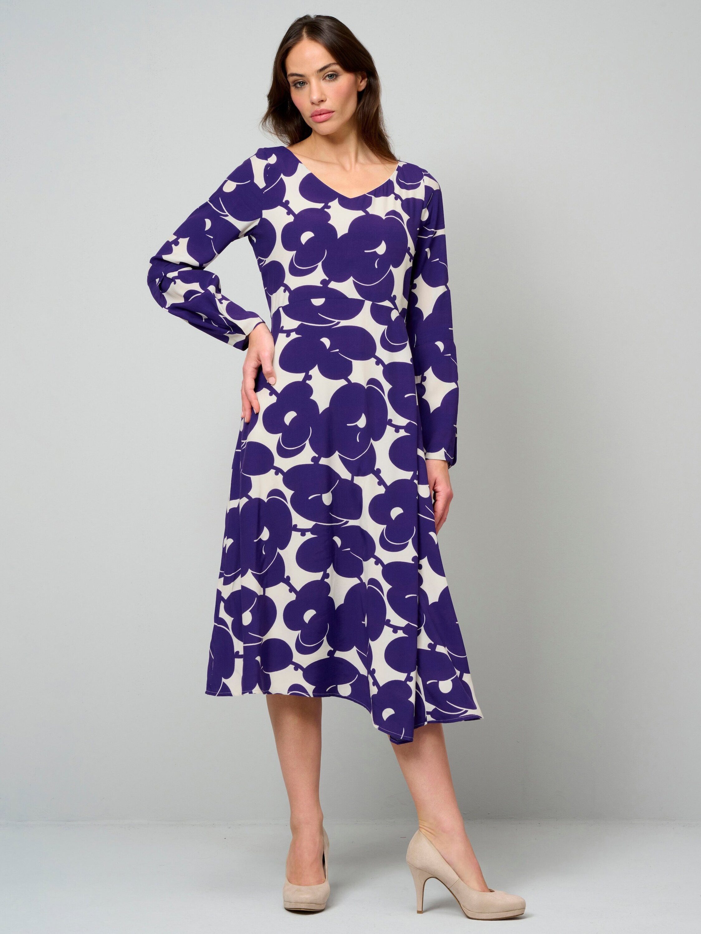 Alba Moda Druckkleid Florales Druckkleid mit Kellerfalte
