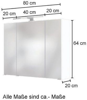 HELD MÖBEL Spiegelschrank Kaunas 80 cm breit, Soft-Close-Funktion